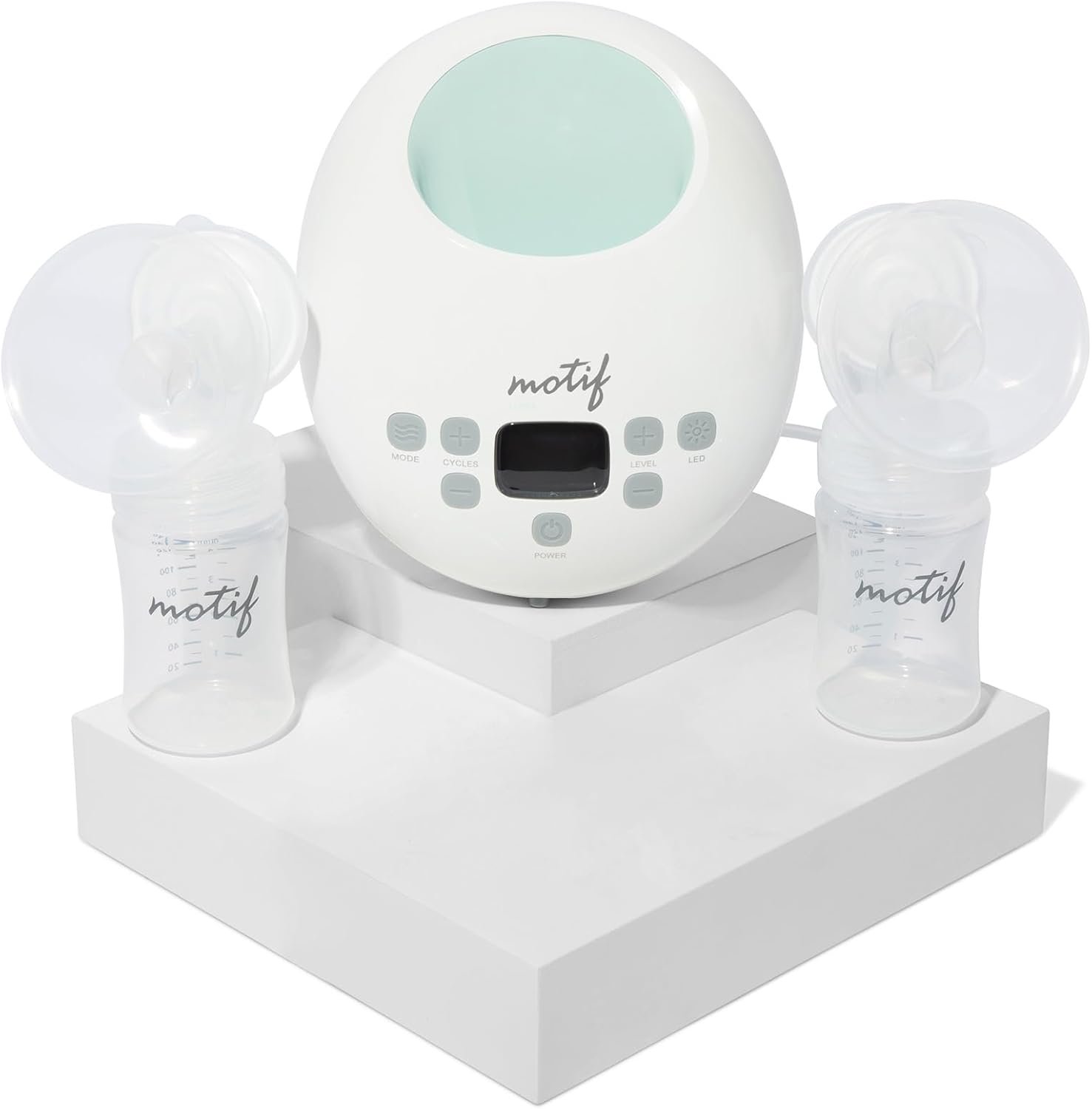 Motif Medical Luna Double Electric Pump for Breastfeeding – Portable – Hospital Grade Pump w/LED Light – Hands-Free Breast Pump, Quiet Motor Baby Breast Pump