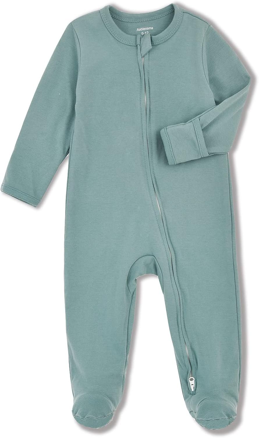 Aablexema Baby Pajamas Footie with Mitten- Newborn 2 Ways Zipper Cotton Outfit Infant Jammies