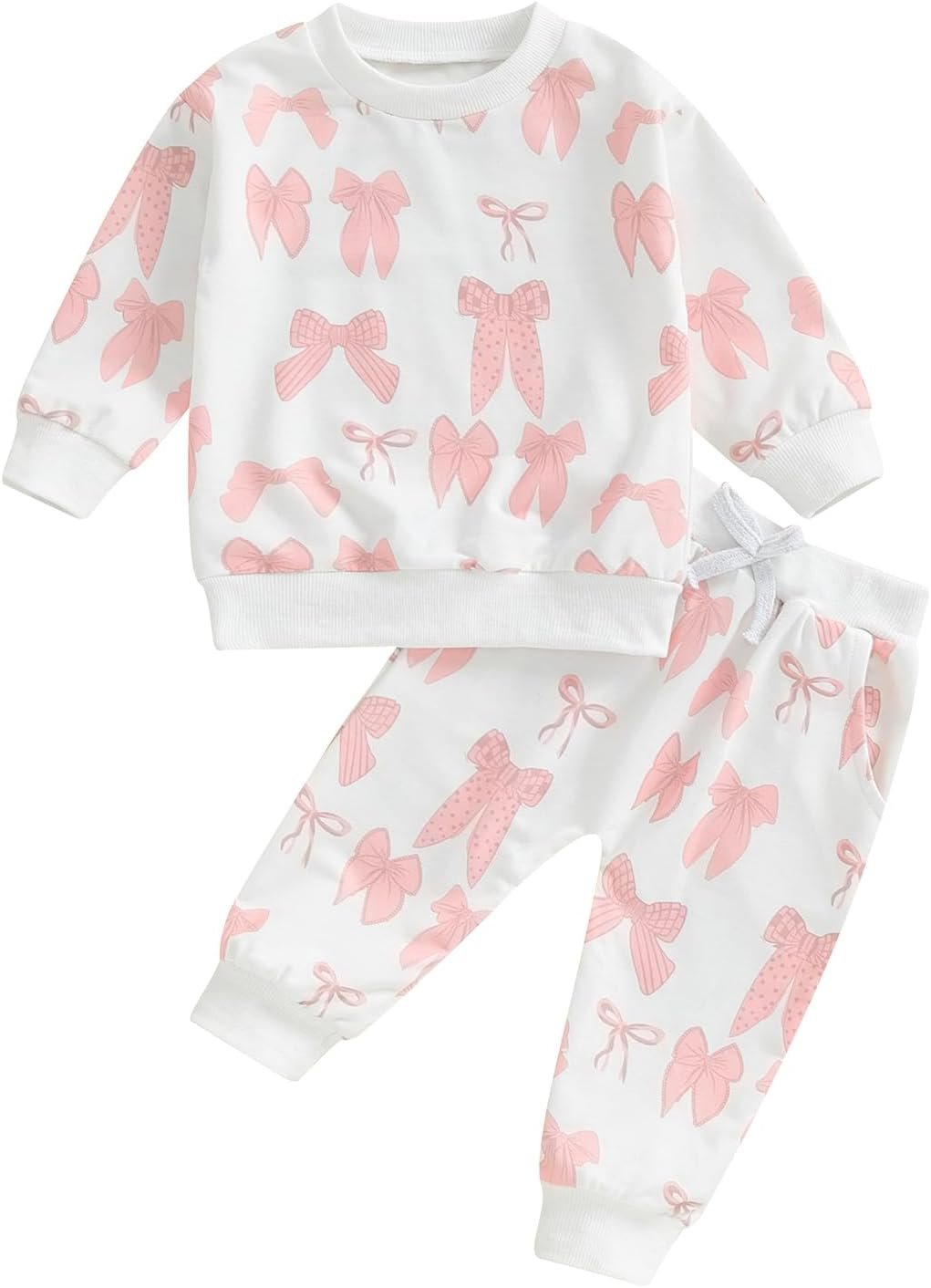 PUHHAPIEY Baby Girl Fall Winter Outfits Toddler Clothes Long Sleeve Floral Graphic Crewneck Sweatshirt + Joggers Pants Set
