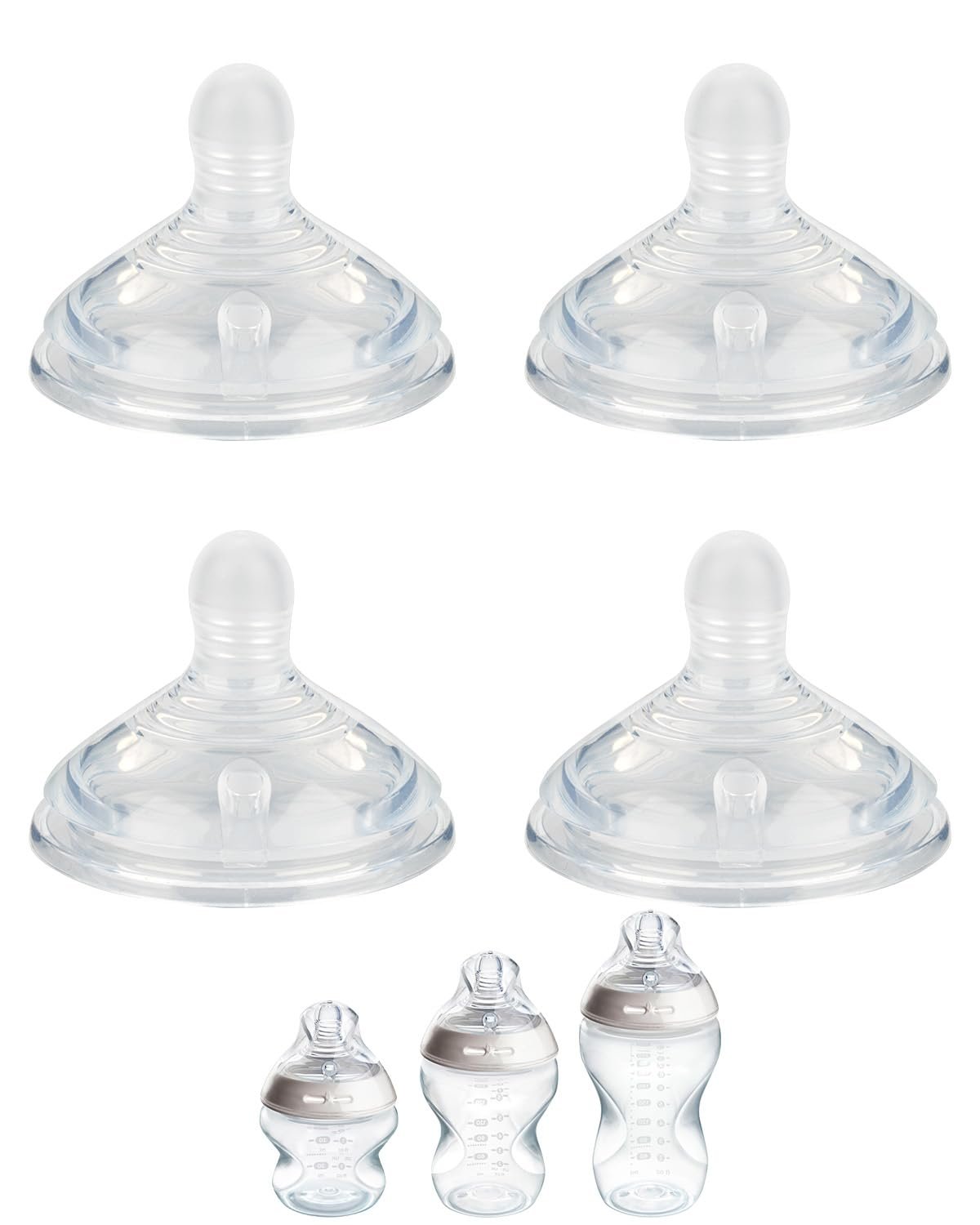 Silicone Nipple (M) for Tommee Tippee Natural Start Anti-Colic Baby Bottles, Medium Flow, 3m+, 4 Count