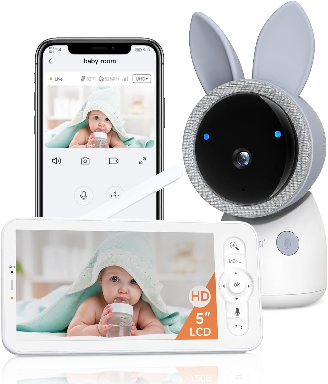 ARENTI 2026 Upgraded 4MP 5G WiFi Baby Monitor with App, Colorful Night Light, 2-Way Audio, Motion Detection & Auto Tracking, Alert Zone, Temp&Humidity Sensor, App Control
