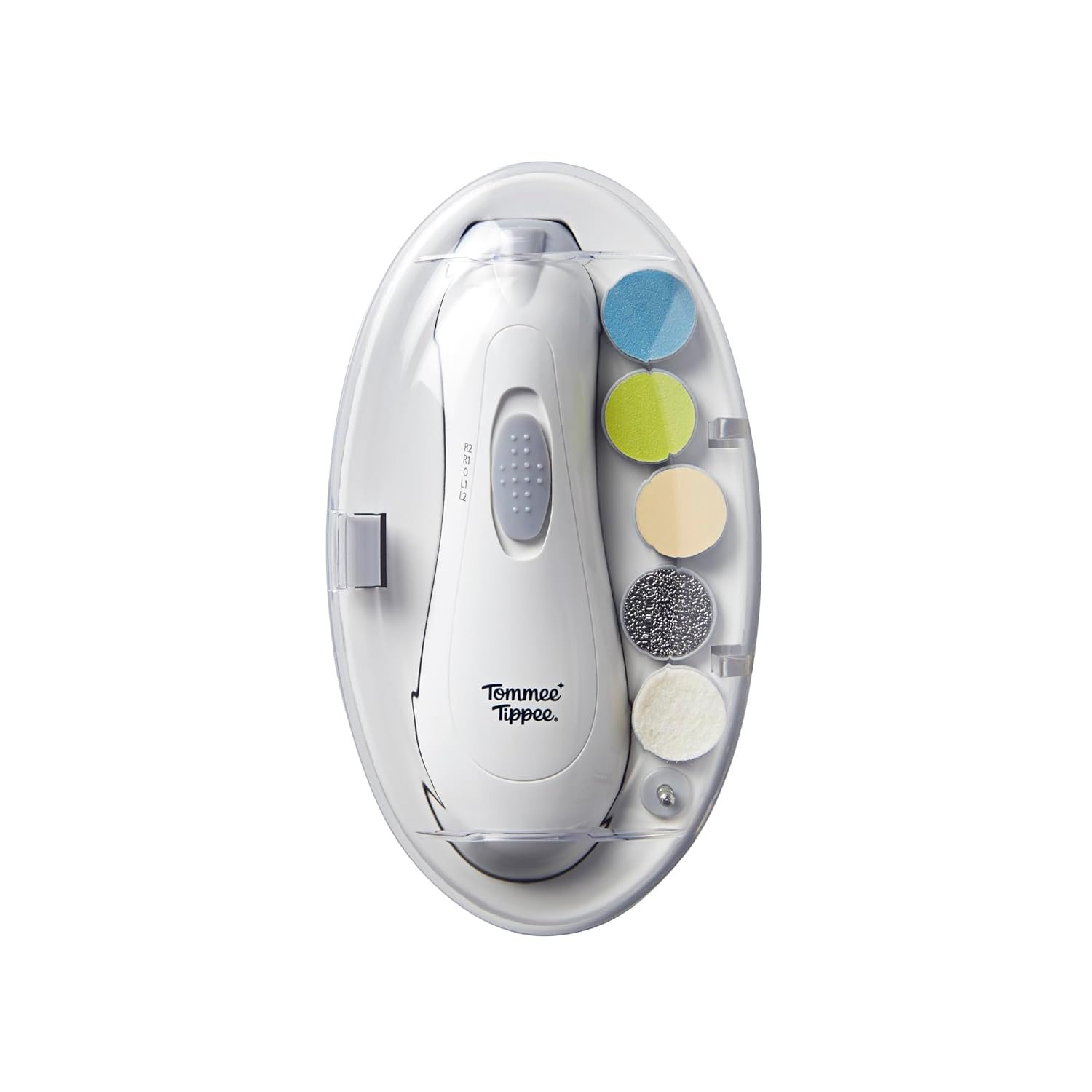 Tommee Tippee Electric Baby Nail File and Clipper, Battery-Powered with Six Filing Heads, LED Light, Adjustable Speed and Direction Settings for Entire Family