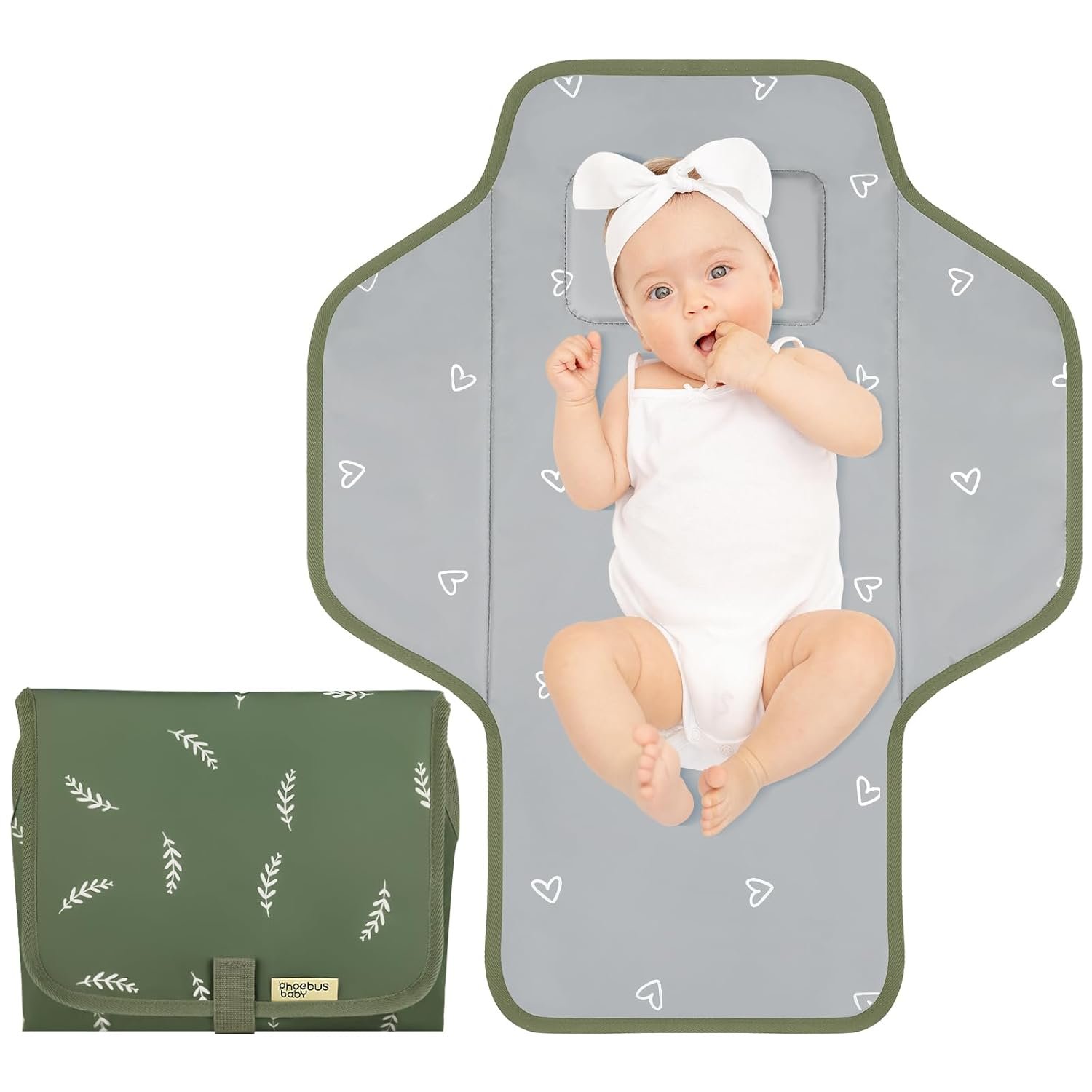 Baby Portable Changing Pad Travel – Waterproof Compact Diaper Changing Mat with Built-in Pillow – Lightweight & Foldable Changing Station, Newborn Shower Gifts