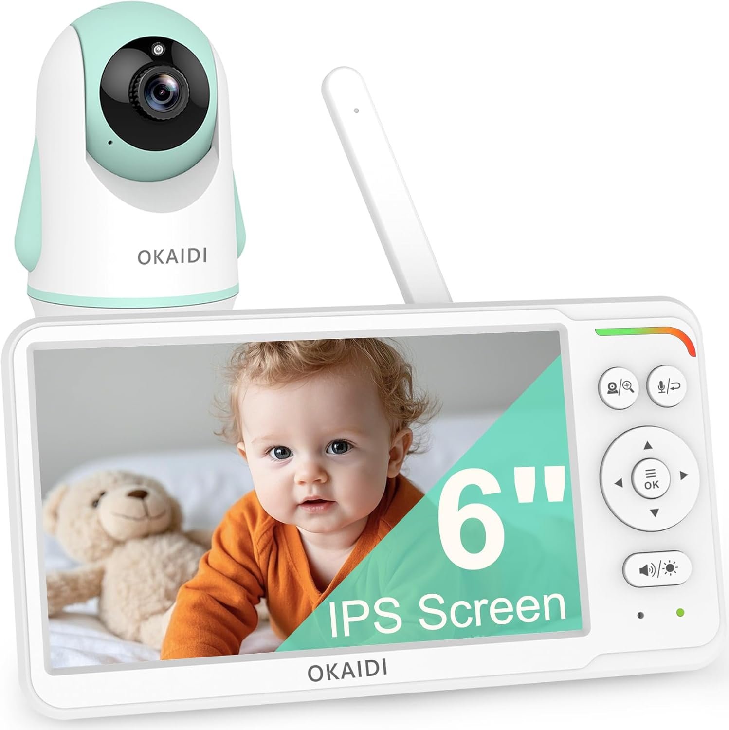 OKAIDI Baby Monitor with Camera and Audio,6″ IPS Screen Baby Camera Monitor with 30H Battery,1000ft Range,Night Vision,Baby Monitor No WiFi,2-Way Talk & 150 Languages Support(Ideal for Home & Travel)