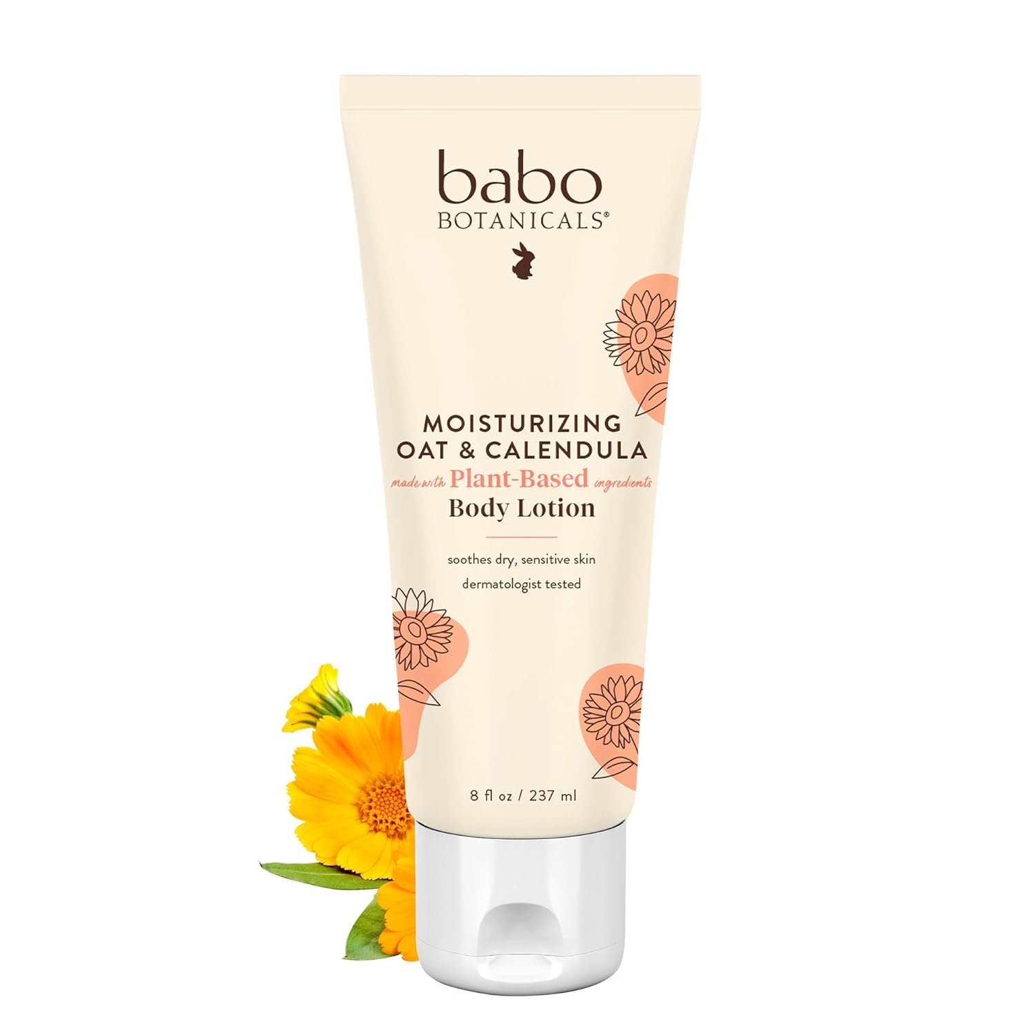 BABO Botanicals Moisturizing Oat & Calendula Body Lotion – Lightly Scented Hydration for Dry or Sensitive Skin – Gentle for Baby, Toddler, Kids & Family – Vegan – 1 or 2 Pack