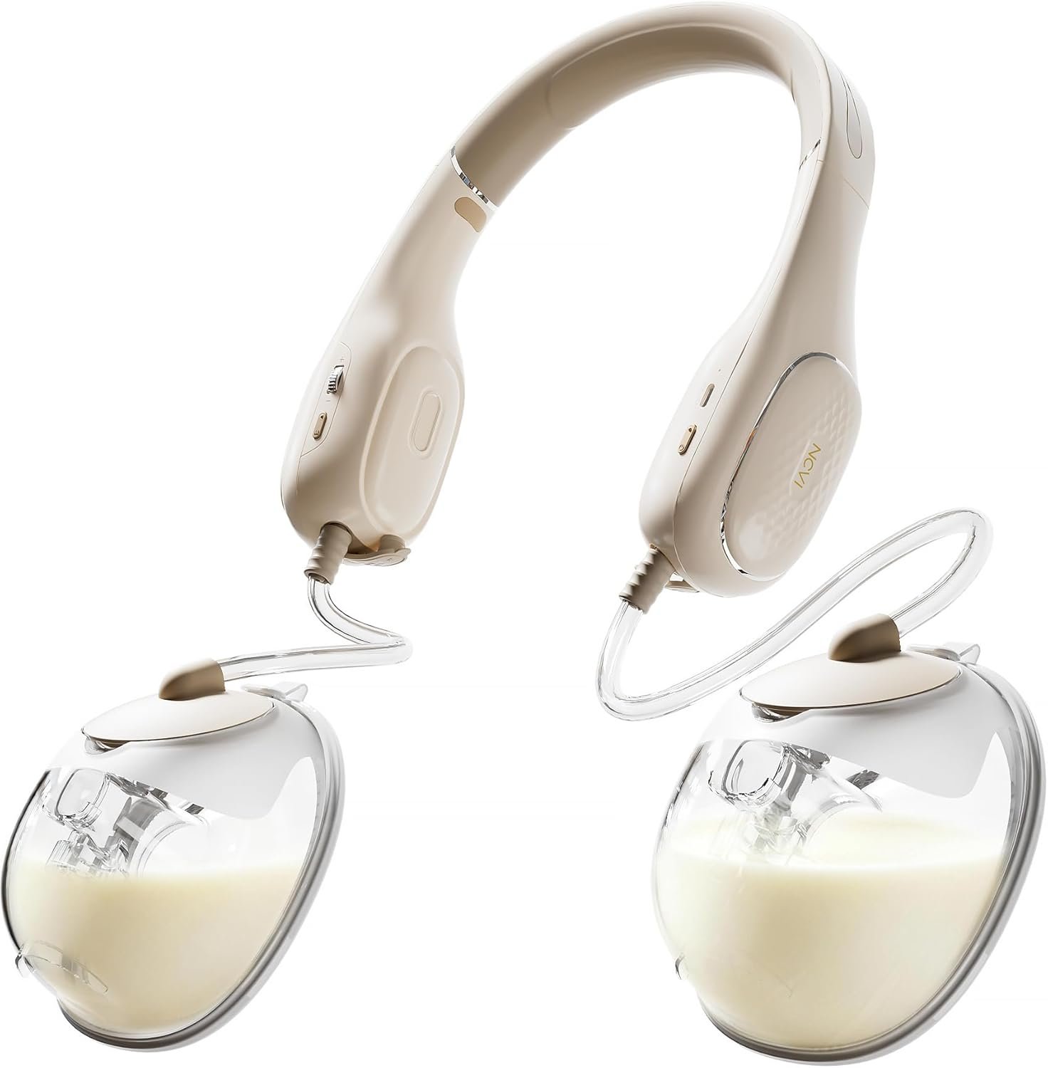 NCVI Neckband Automatic Breast Pump Hands Free, Portable Wearable Electric Milk Breastfeeding Pump Machine for Office/Travel/Home, Slim Collection Cups with 19/21/24mm Silicone Flange Inserts