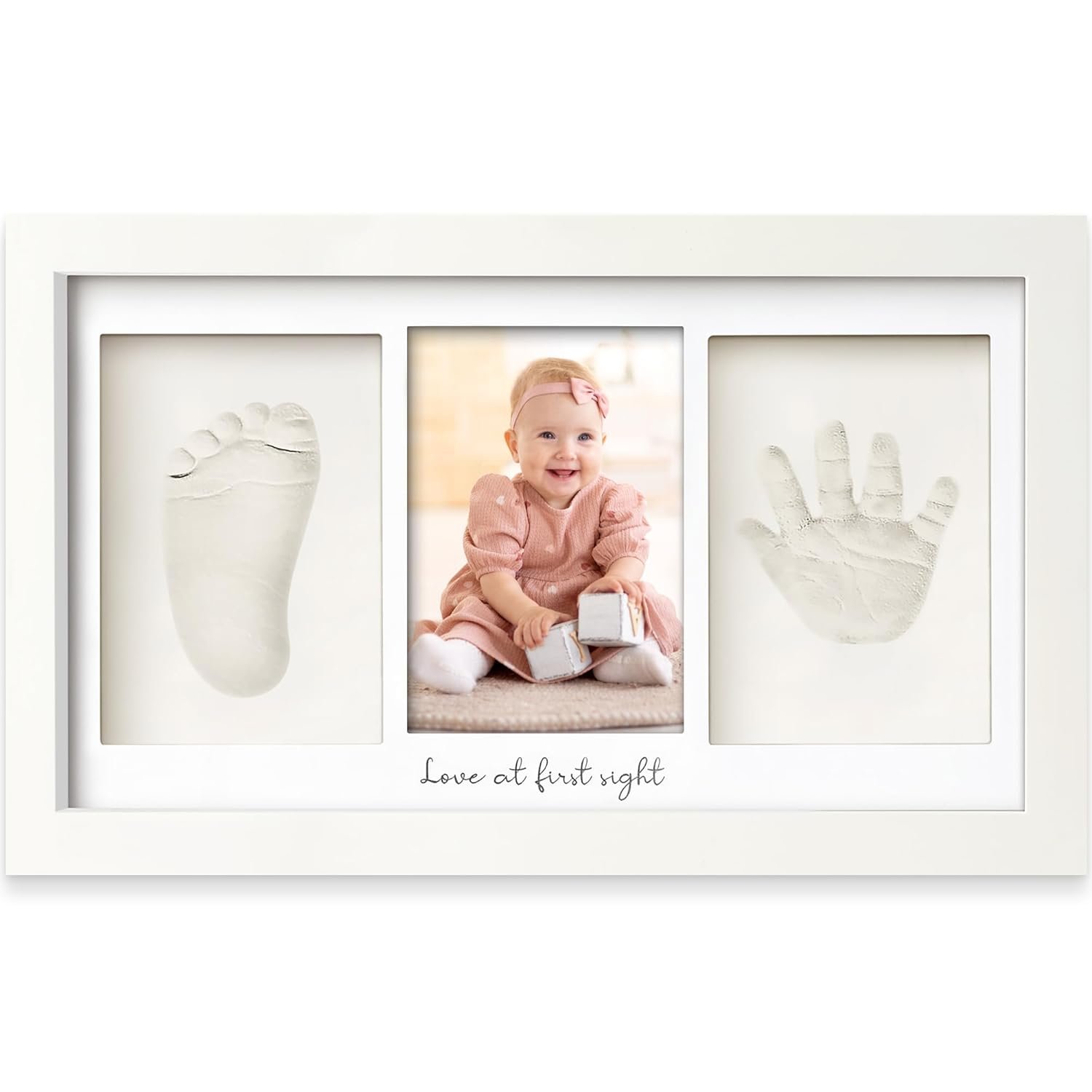 KeaBabies Baby Hand and Footprint Kit – Clay Handprint Keepsake Frame, Newborn Nursery Picture Frame, Personalized New Mom Gifts for Shower & Registry, First Mother’s Day (Alpine White)