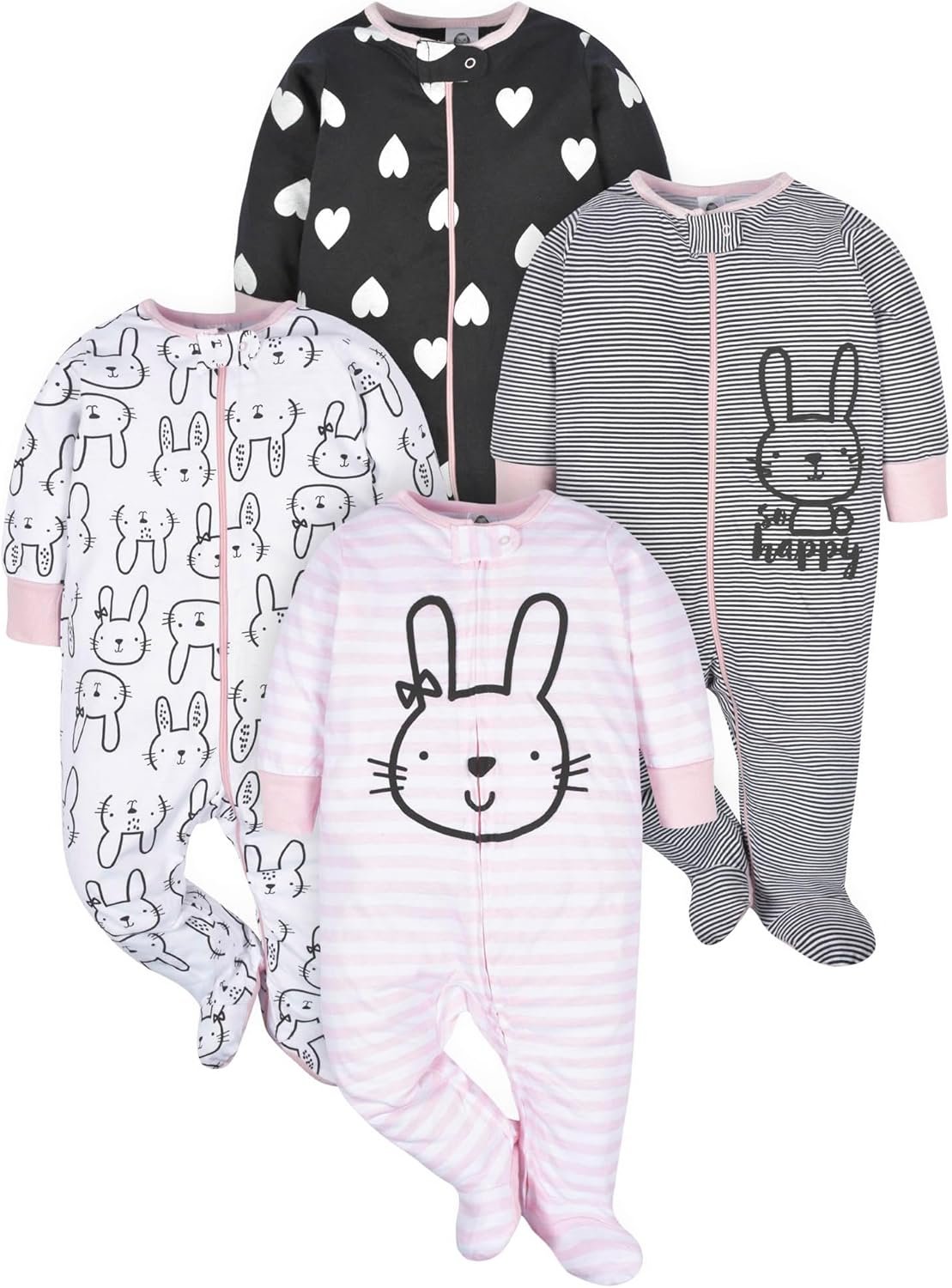 Gerber Baby-Girls 4 Pack Sleep ‘N Play Footie