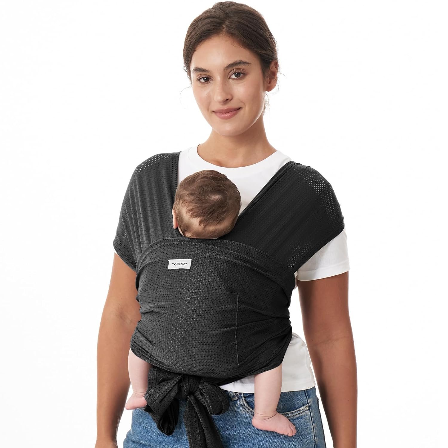 Momcozy Baby Carrier AirMesh – The Perfect Summer Water Sling for Newborns to Toddler 8-35 lbs – Cooling, Breathable and Lightweight Baby Wrap, Nice for Summer, Pool, Beach, Swimming, Black