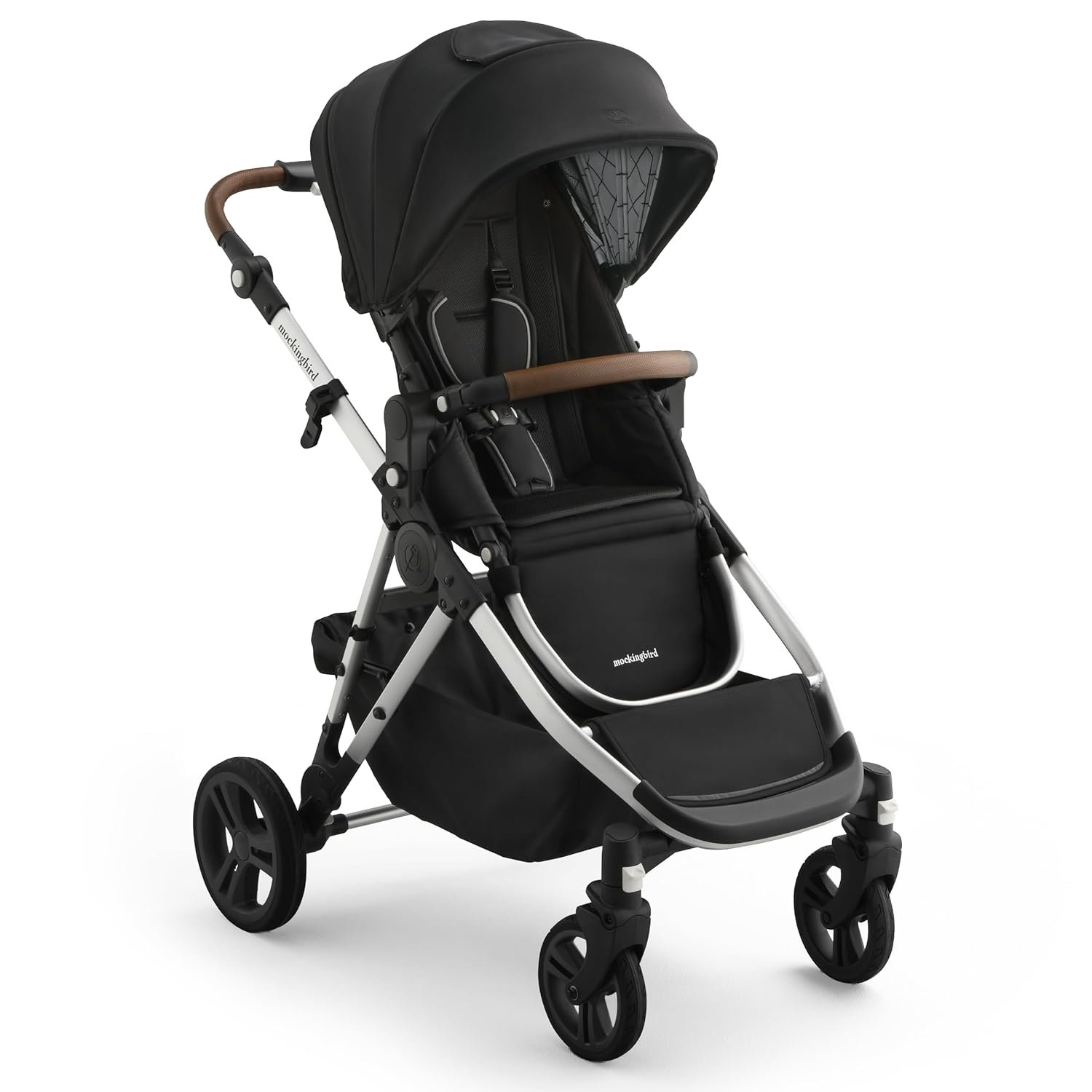 Mockingbird Single-to-Double Stroller 3.0 – Convertible Full Size Baby Stroller for 1, 2, or 3 Kids with 44 Possible configurations, Travel System Compatible – Black Windowpane