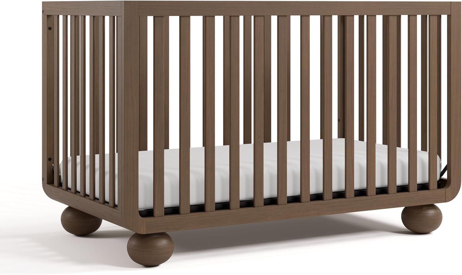 Storkcraft Amalfi 5-in-1 Convertible Crib with Toddler Guardrail – GREENGUARD Gold Certified, Conversion Kit Included, Fits Baby Crib Mattress, Converts to Full Bed (Hazelnut)