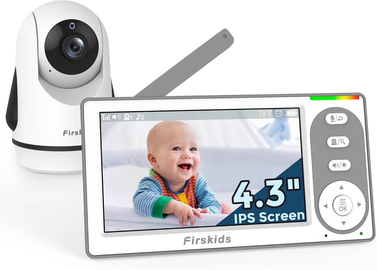 Baby Monitor – 1000ft Long Range Baby Monitor with Camera and Audio No WiFi, Built in 3500mAh Battery,Auto Night Vision, Temperature, 2-Way Talk, 8 Lullabies, 4.3” Screen