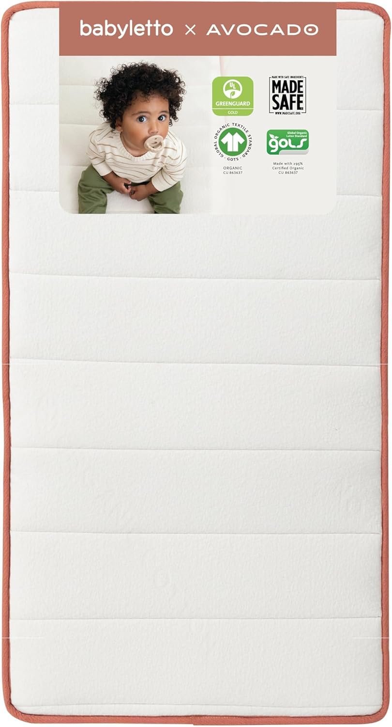 Babyletto x Avocado Organic Crib Mattress, 2-Stage, Dual Design for Infants and Toddlers, Flippable, Non-Toxic, Greenguard Gold Certified, Made Safe Certified, GOTS Certified