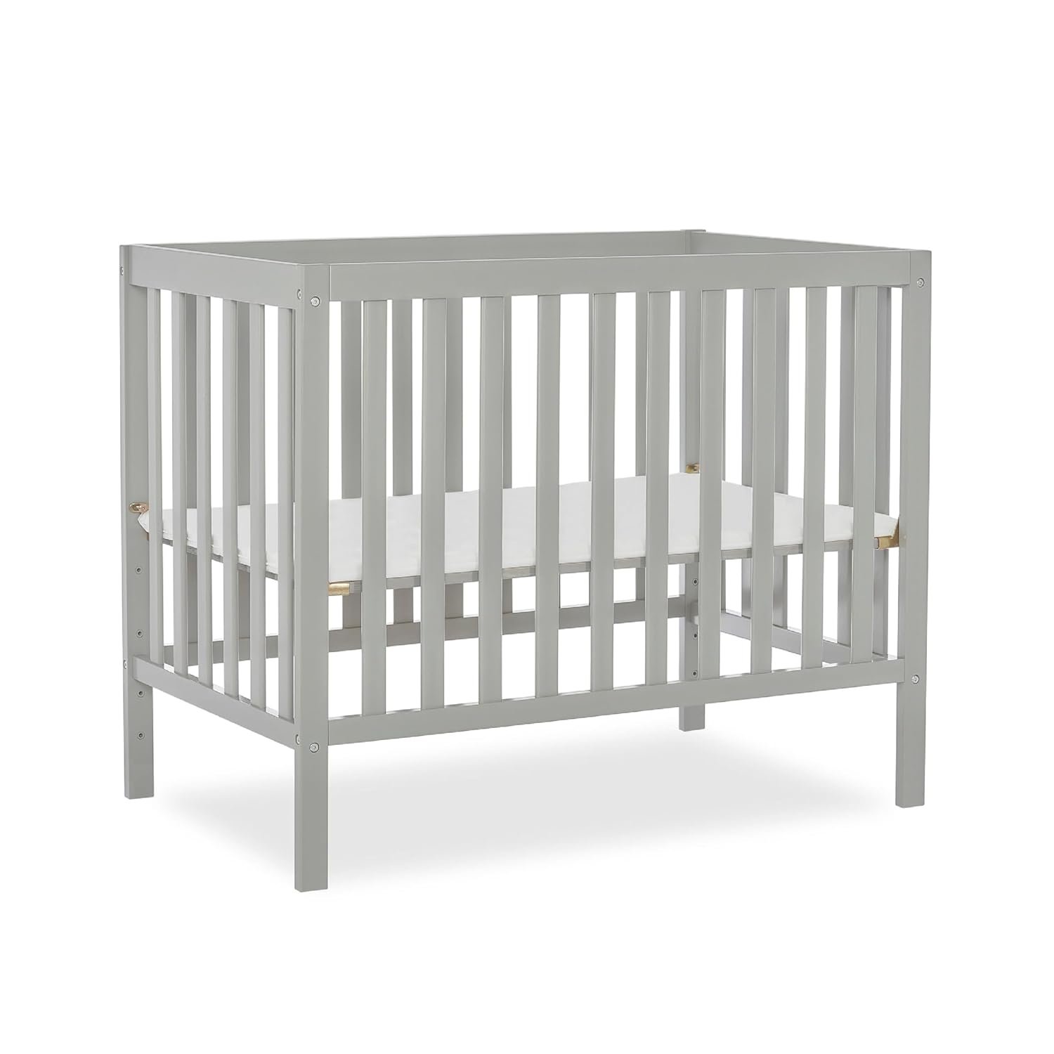 Dream On Me Edgewood 4-in-1 Convertible Mini Baby Crib in Cool Grey GreenGuard Gold & BSA, Non-Toxic, Compact 40×25×33″ Design, Converts to Mini Daybed & Twin Bed (Rails to Buy) 1″ Mattress Pad