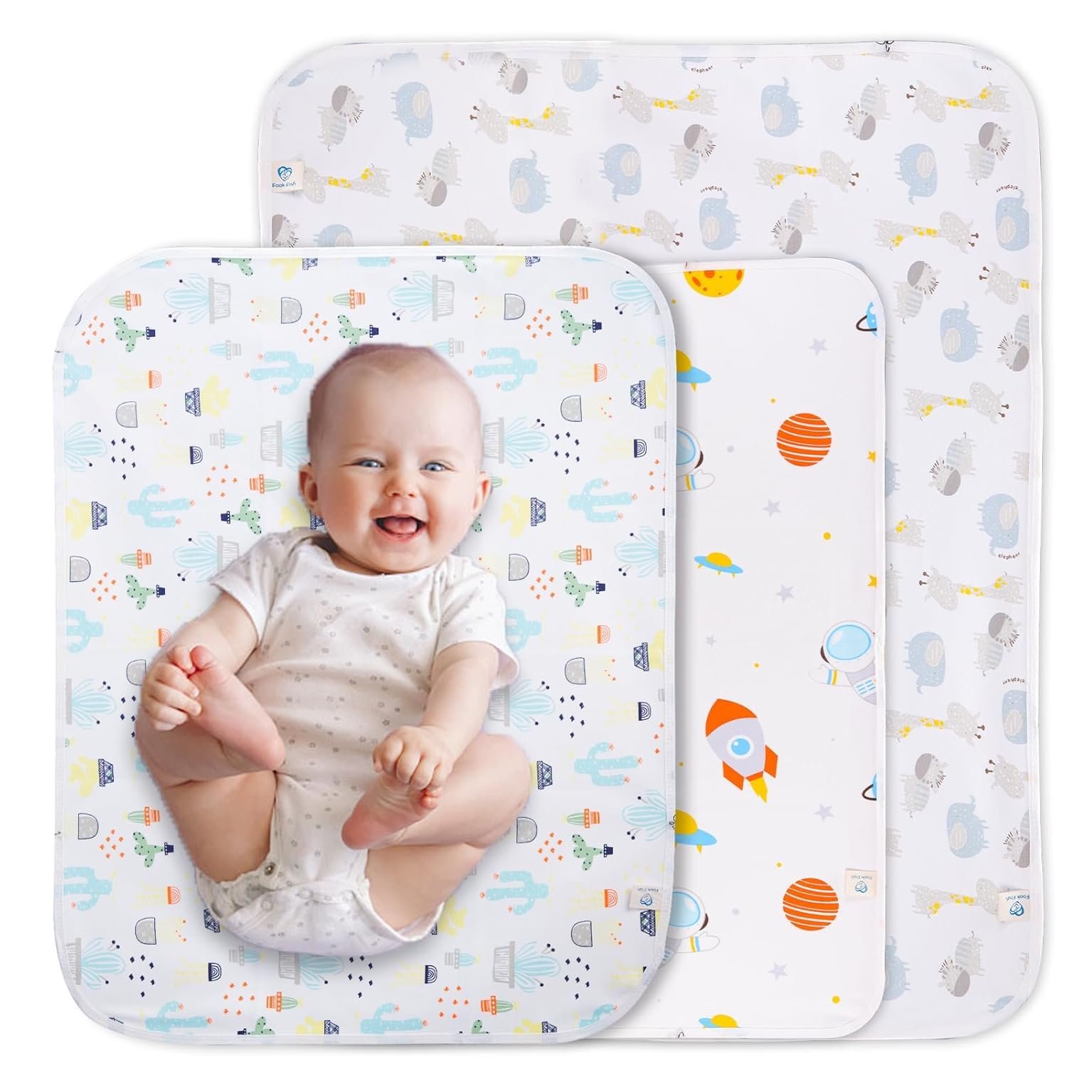 Baby Portable Changing Pad Changing Table Pads Diaper Changing mat Liners 1 Large Size 37.5×27.5 Inch and 2 Medium Size 27.5X22 inch Reusable Washable Waterproof Changing Pads for Baby 3 Pack