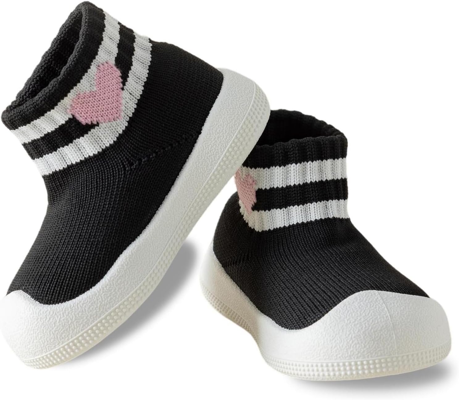 Baby Sock Shoes Toddler Walking Slippers Non-Slip Breathable Stripes Shoes with Soft Rubber Sole for Infant Boys Girls Slip On Sneakers
