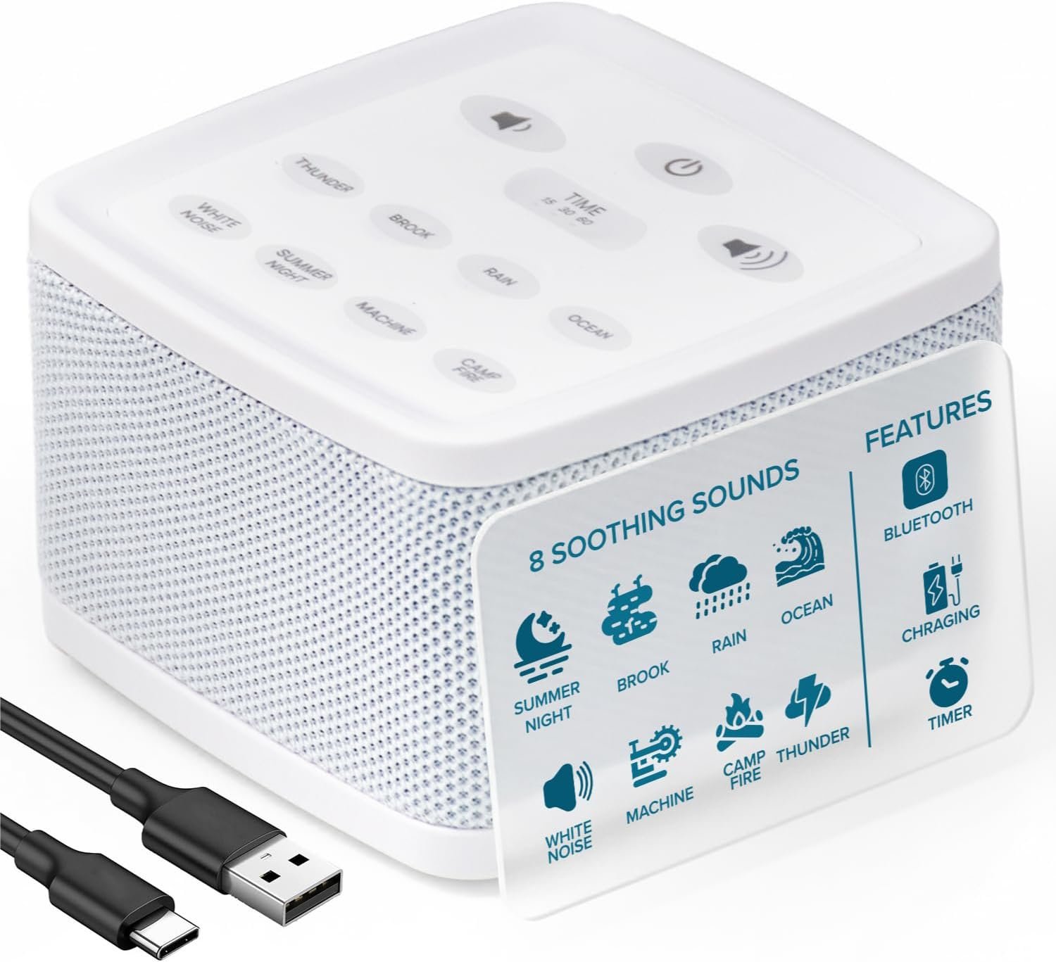 Big Red Rooster White Noise Machine for Sleeping – Baby & Kids Sound Machine with Rain, Nature & Ocean Sounds – Portable Sleep Noise Maker with Timer, Bluetooth & USB/3 AAA Power – Travel & Home Use
