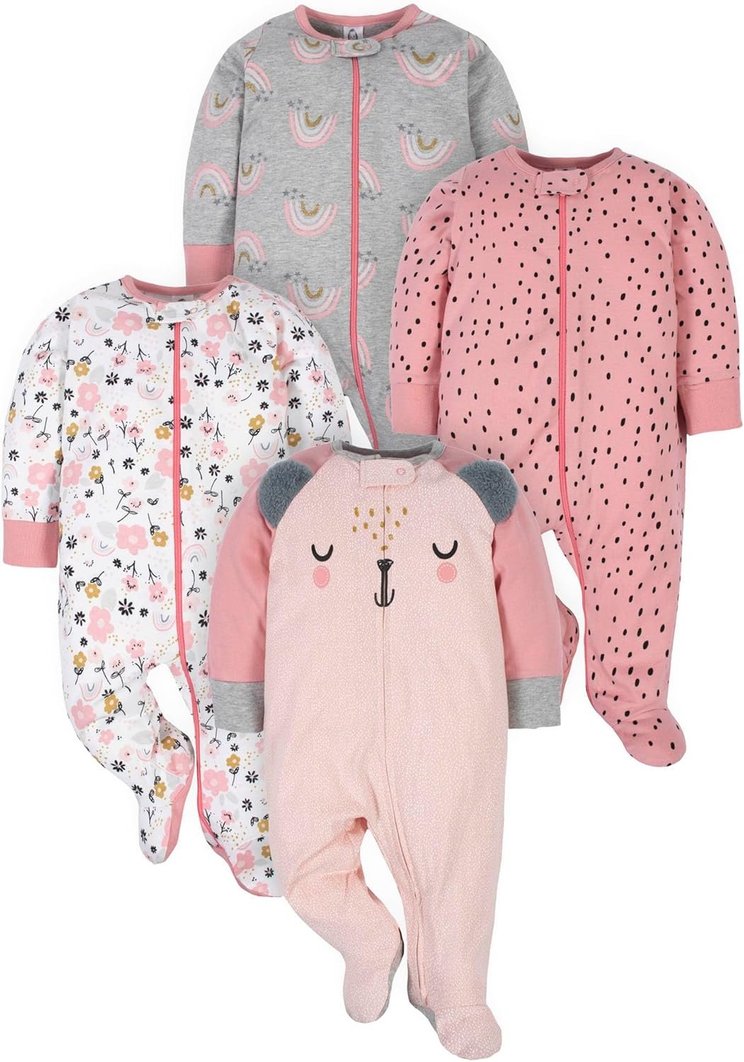 Gerber Baby-Girls 4 Pack Sleep ‘N Play Footie