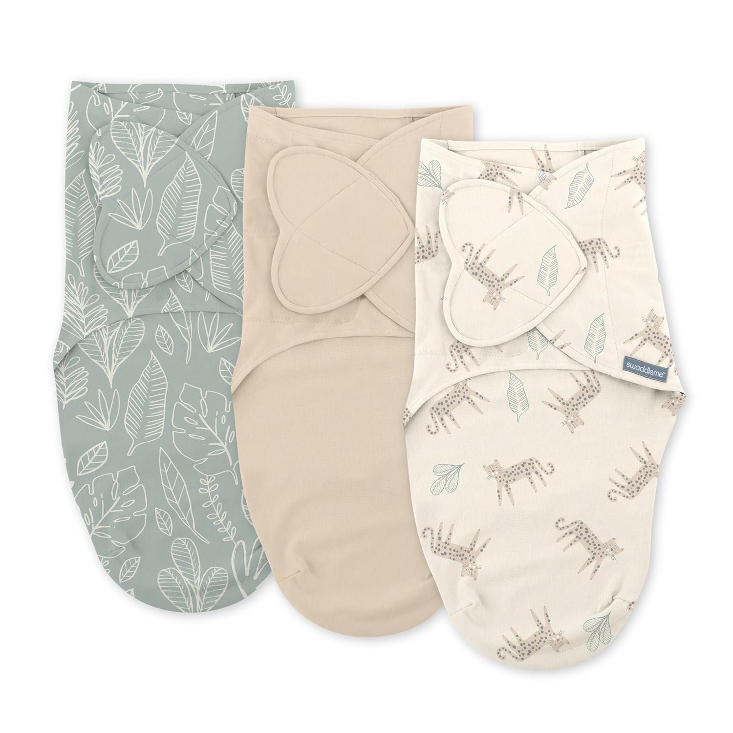 SwaddleMe by Ingenuity Monogram Collection Baby Swaddle, 100% Cotton, Improves Sleep & Calms Startle Reflex, 0-3 Months, Pocket Fold Design for Easy Changes, 1.0 TOG, 3-Pack – Born Free