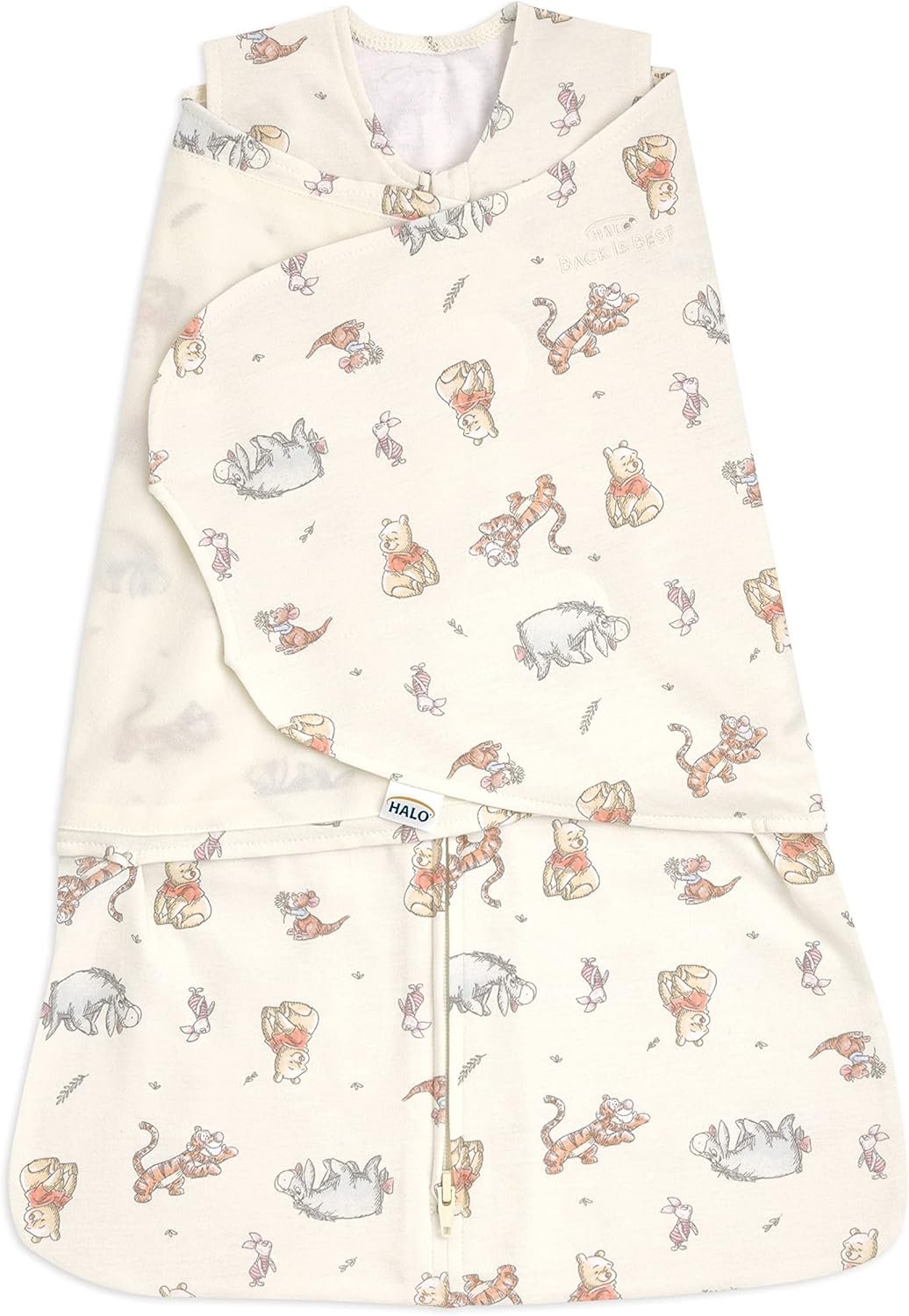 HALO Disney Baby 100% Cotton Sleepsack Swaddle, 3-Way Adjustable Wearable Blanket, TOG 1.5, Winnie Frolic, Newborn, 0-3 Months