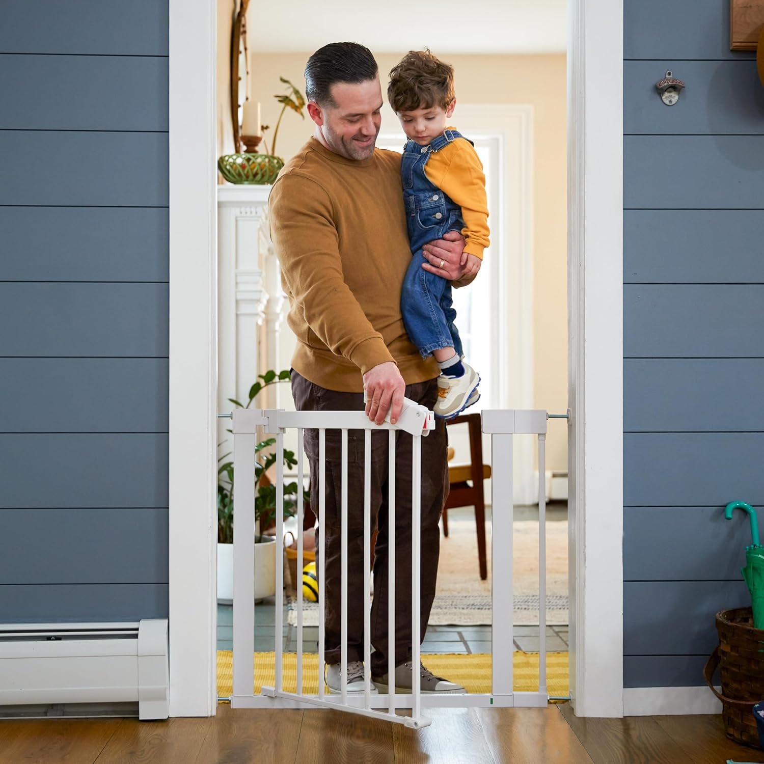 Safety 1st Pressure Mounted Baby Gates for Doorways with SecureTech, Baby Gate with Door, Pet-Friendly Design, No Drilling, 29-38″