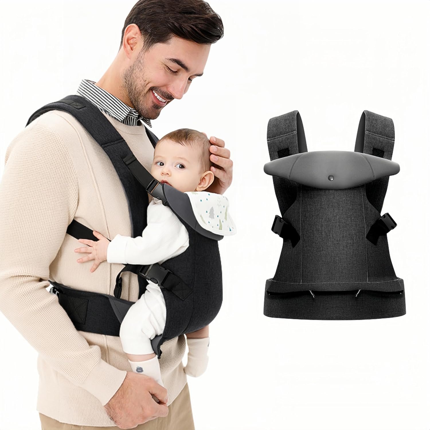 IULONEE Baby Carrier Newborn to Toddler Ergonomic Infant Holder Carrier Adjustable Toddler Carrier Sling 4-in-1 Baby Sling Wrap Easy Wearing Baby Holder Breathable Infant Wraps for Infant to Toddler