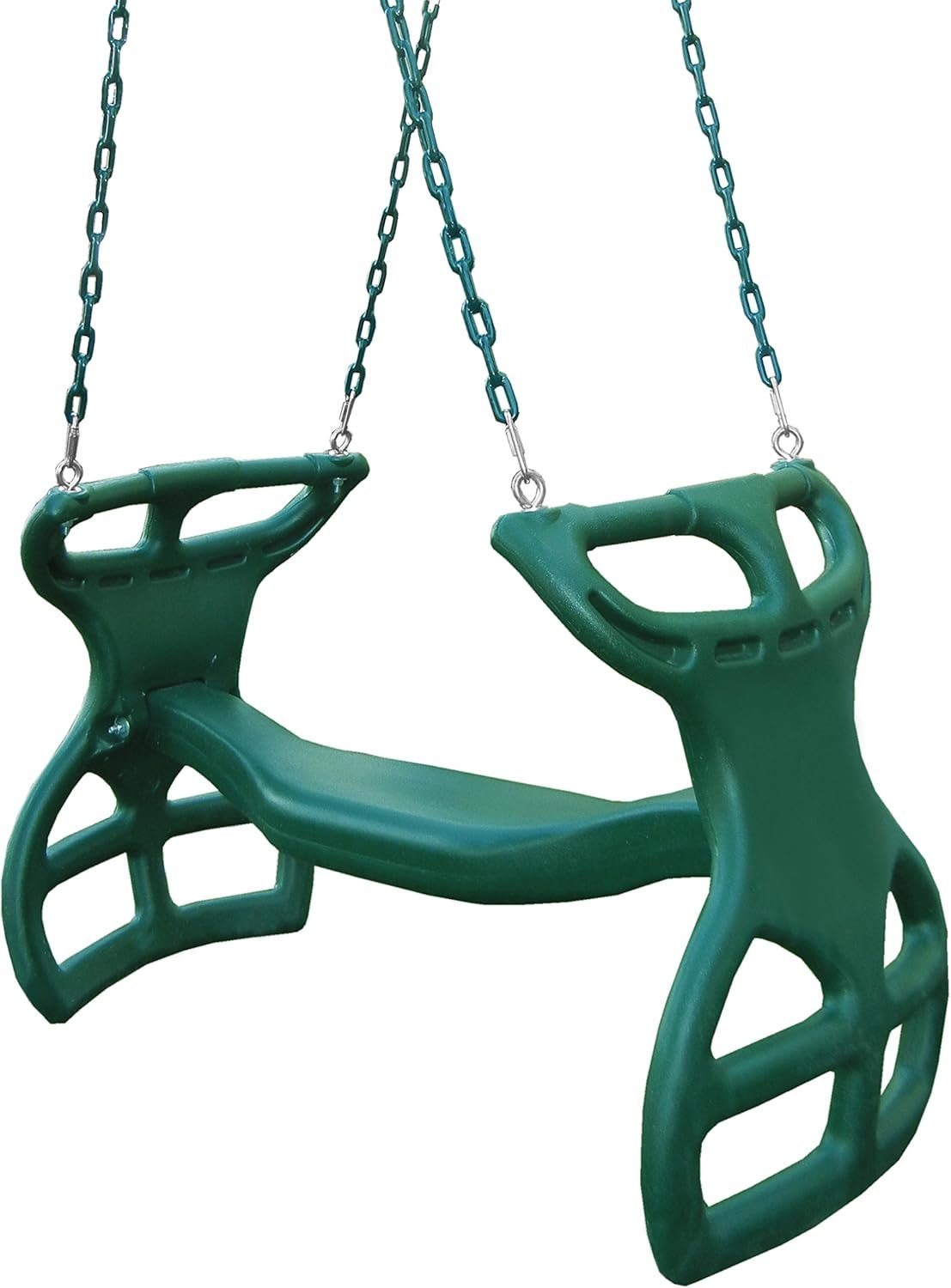 Swing-N-Slide WS 3452 Heavy Duty Two Person Dual Glider Swing, with Coated Chains to Prevent Pinching, 18″ W x 25 in H x 40″ L, Green