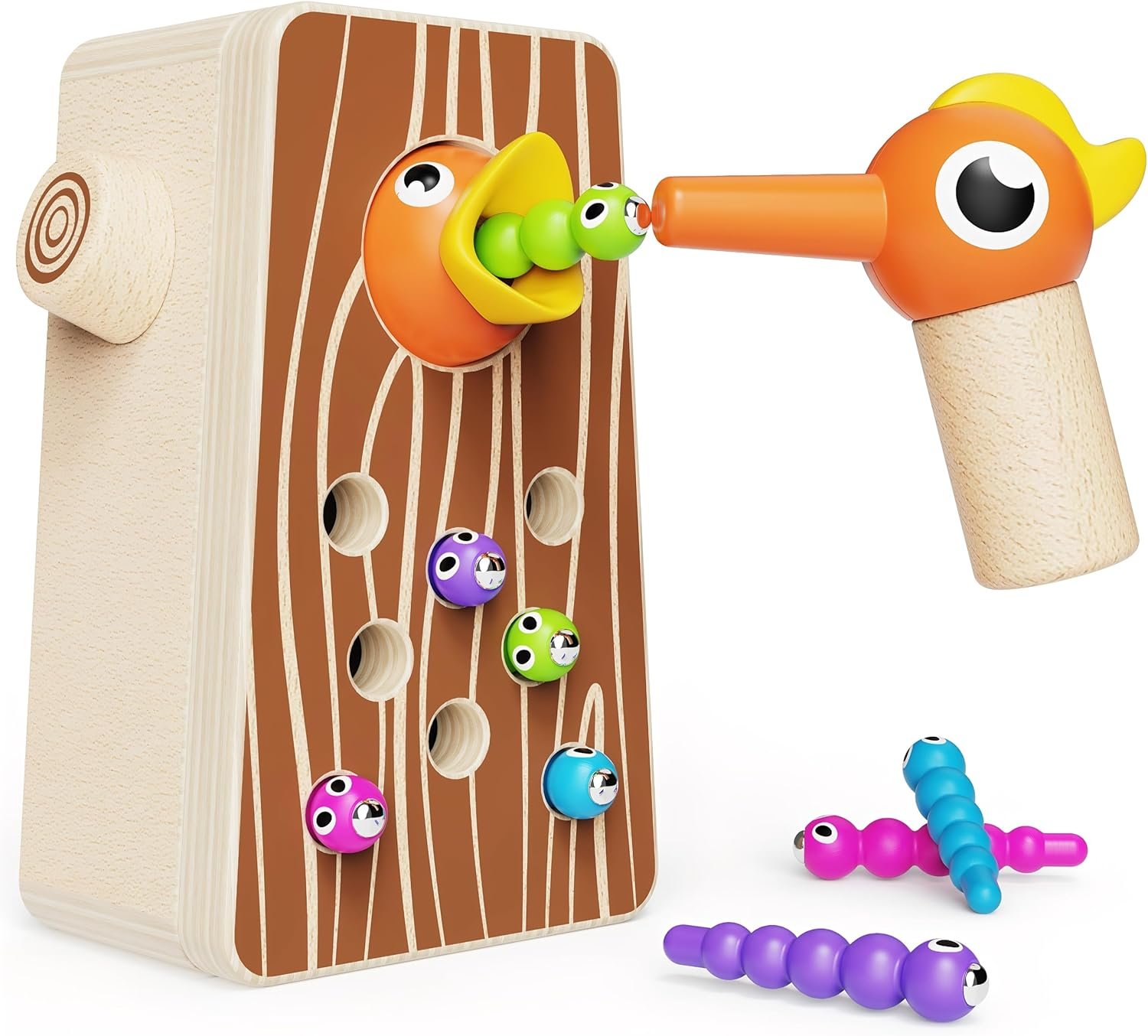 Montessori Toys for Boys and Girls Aged 2-4, Toddler Fine Motor Skills Learning, Wooden Bird Feeding Game