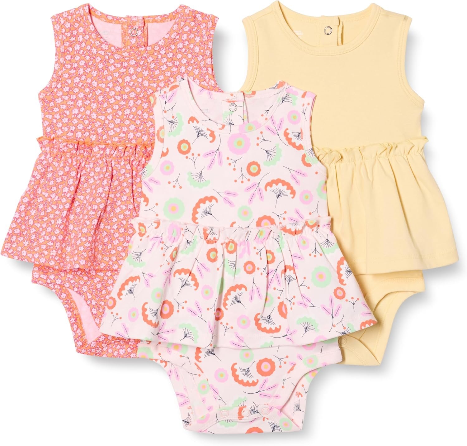 Amazon Essentials Baby Girls’ Sleeveless Bodysuit Dress, Pack of 3