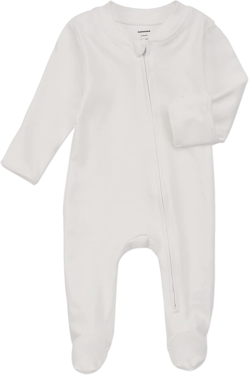 Aablexema Baby Pajamas Organic Cotton Zipper Outfit Newborn Infant One-Piece Footies with Mitten Cuffs
