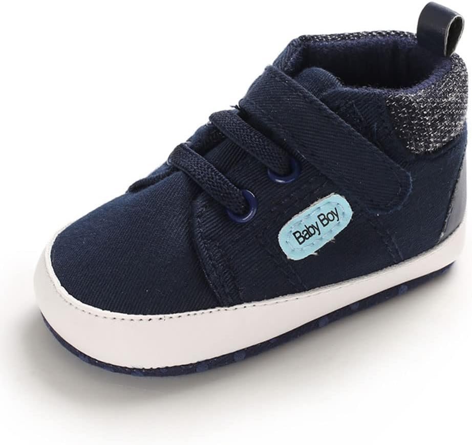 Sekantrol Baby Boys Girls First Walker Crib Newborn Shoes, Soft Rubber Sole Infant Sneakers Fashion High-Top Non-Slip Toddler Dress Moccasins Shoes