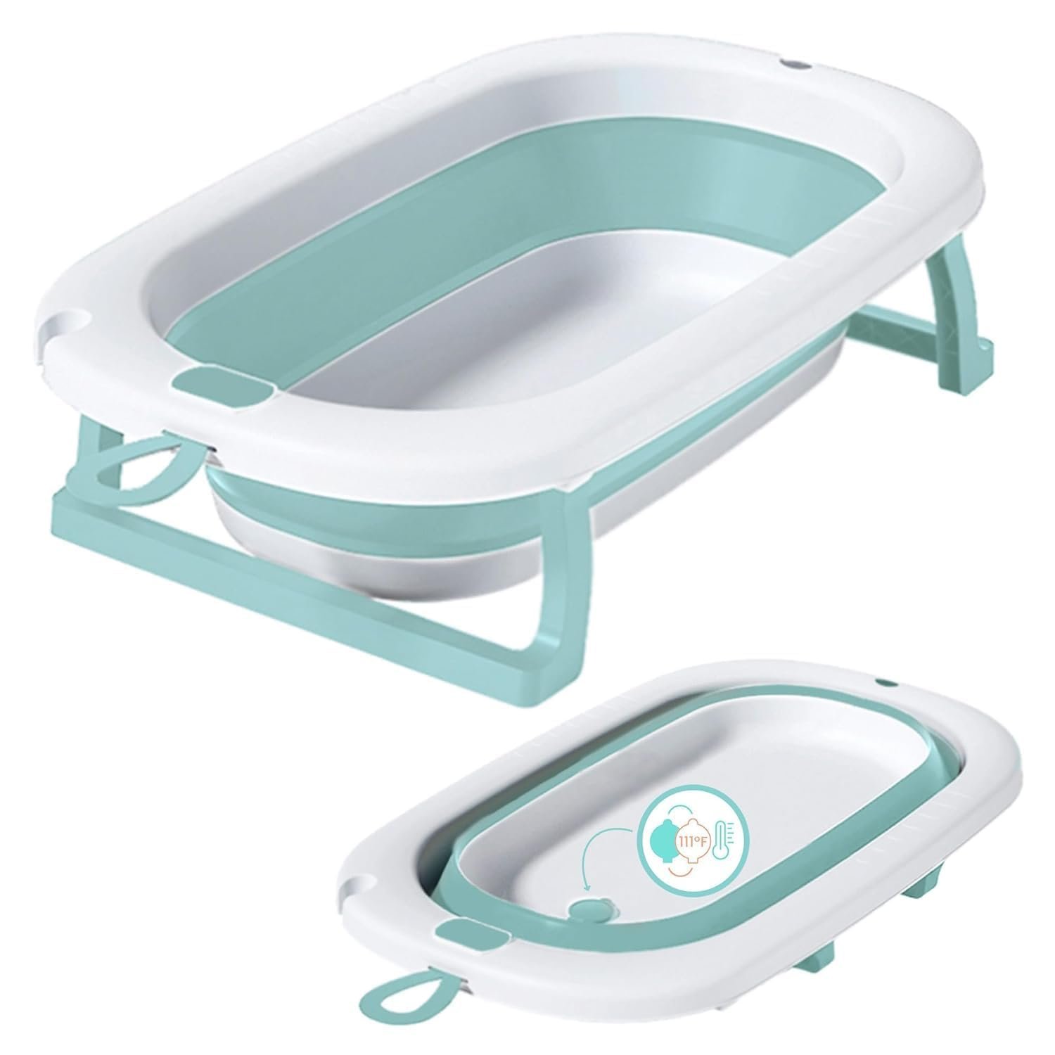 Lulyboo Collapsible Baby Bathtub – Anti-Slip, Portable, Lightweight, Foldable Newborn Tub with Water Temperature Indicator, Built-in Shower Head, Safe BPA-Free Materials for 0-12 Months