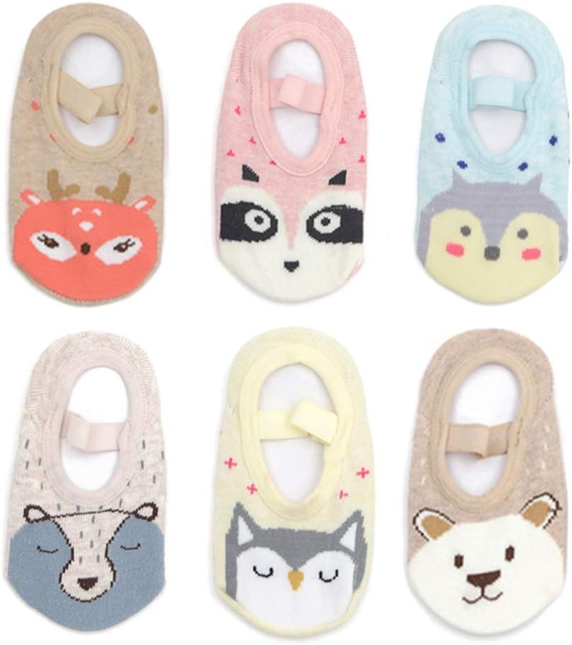 Yenzat Baby Toddler Anti Slip Non Skid Socks with Grip for Infant Girls Slippers 6 Pairs