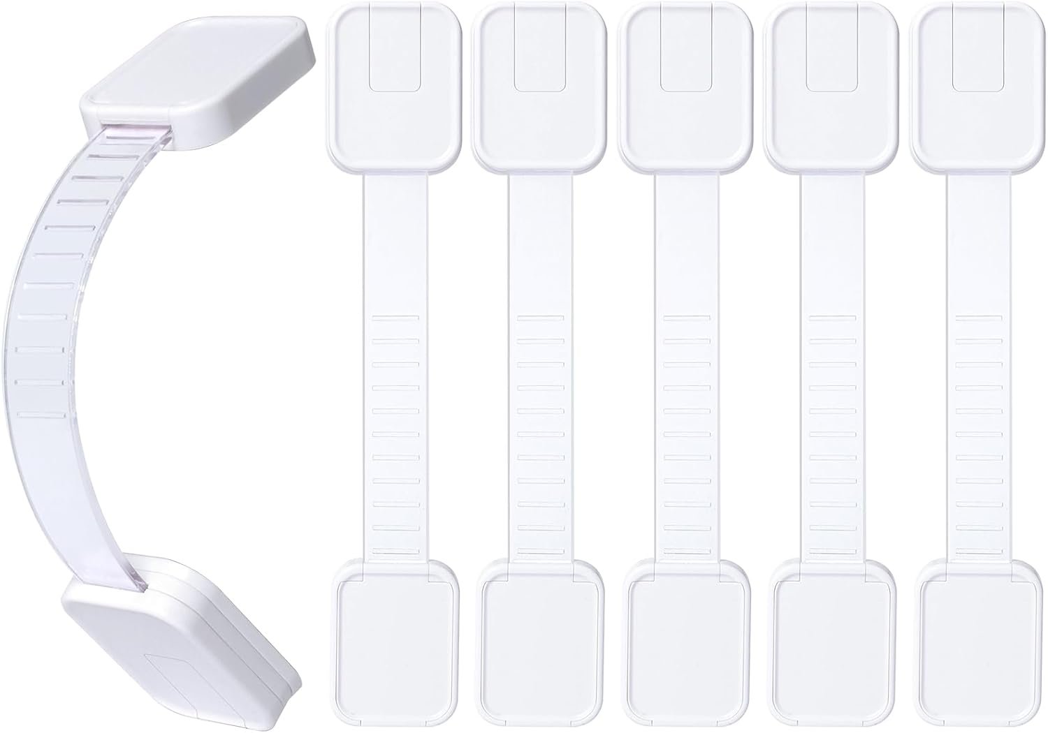 6-Pack Adhesive Baby proofing Strap Locks, Child Proof Cabinet Latches for Drawers, Microwave, Oven, Trash Can, Refrigerator, Toilet Lid, Adjustable No Drilling Need