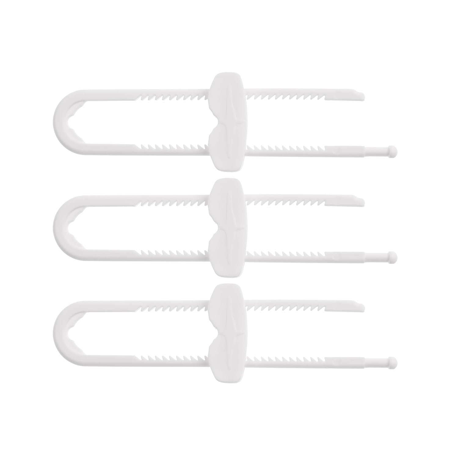 Dreambaby Sliding Cabinet Locks – Child Proof Cabinet Latches – For Kitchen, Bathroom Storage Doors Handles & Knobs – Suitable for Round & D-Shaped Handles – 3 Pack – White – Model L183