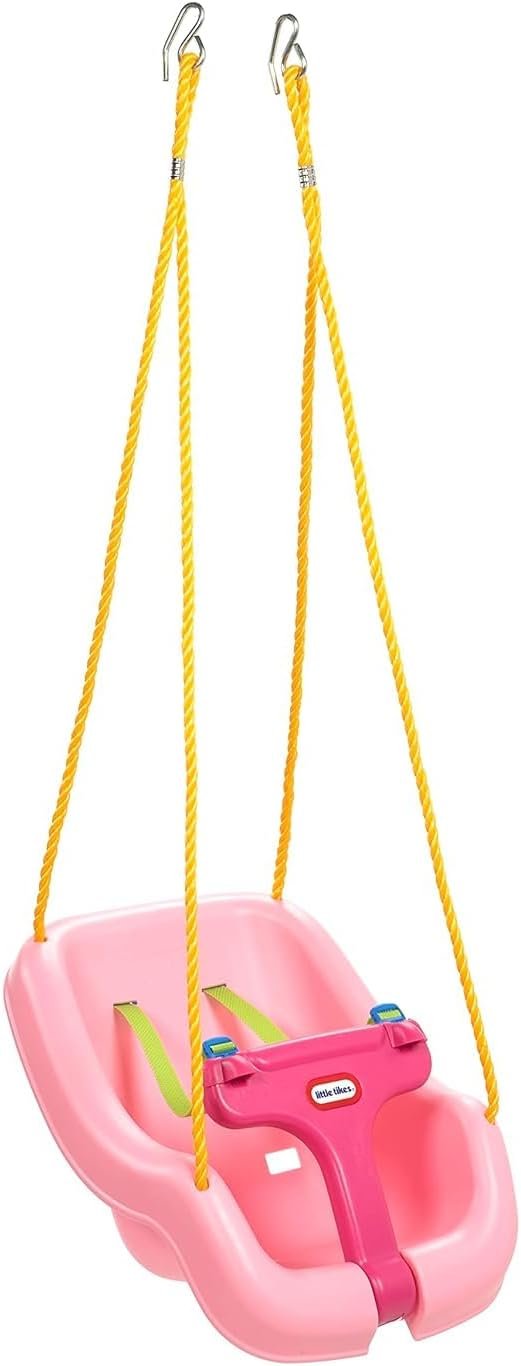 Little Tikes Snug ‘n Secure Pink Swing with Adjustable Straps, 2-in-1 for Baby and Toddlers Ages 9 Months – 4 Years,16″D x 16.3″W x 17″H