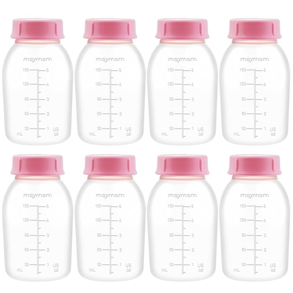 Maymom Breast Pump Bottle Compatible With Medela Pump in Style MaxFlow Pro Pro+, Freestyle, Swing Maxi Pump, Maymom Breastshields; Compatible with Ameda Mya Joy, Finesse and Purely Yours Pumps; 8pc/pk