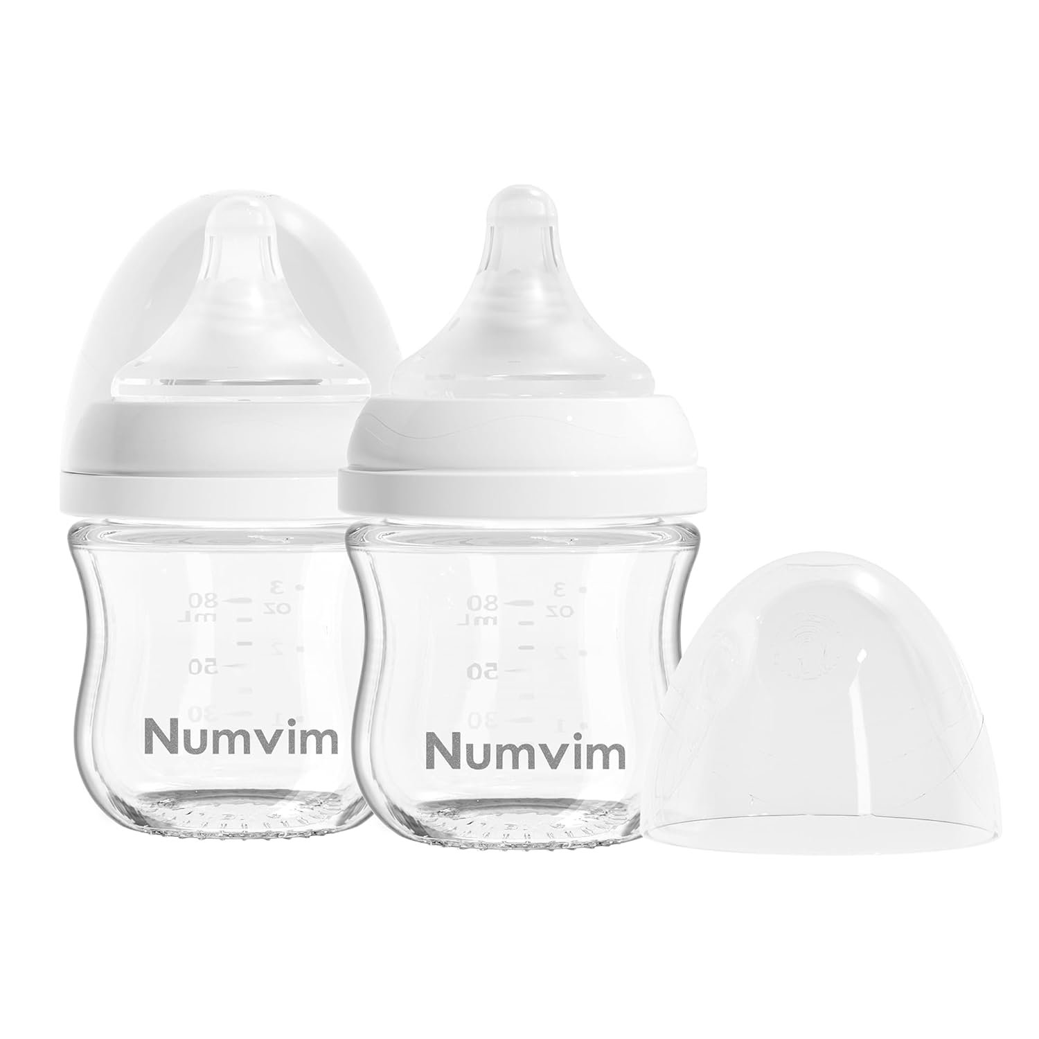 Glass Baby Bottles Gentle & Extra Slow Flow, Newborn Breastfeeding Bottle with Anti Colic Nipple for 0 Months Babies, Includes SS Nipples(3Oz, 2 Packs)