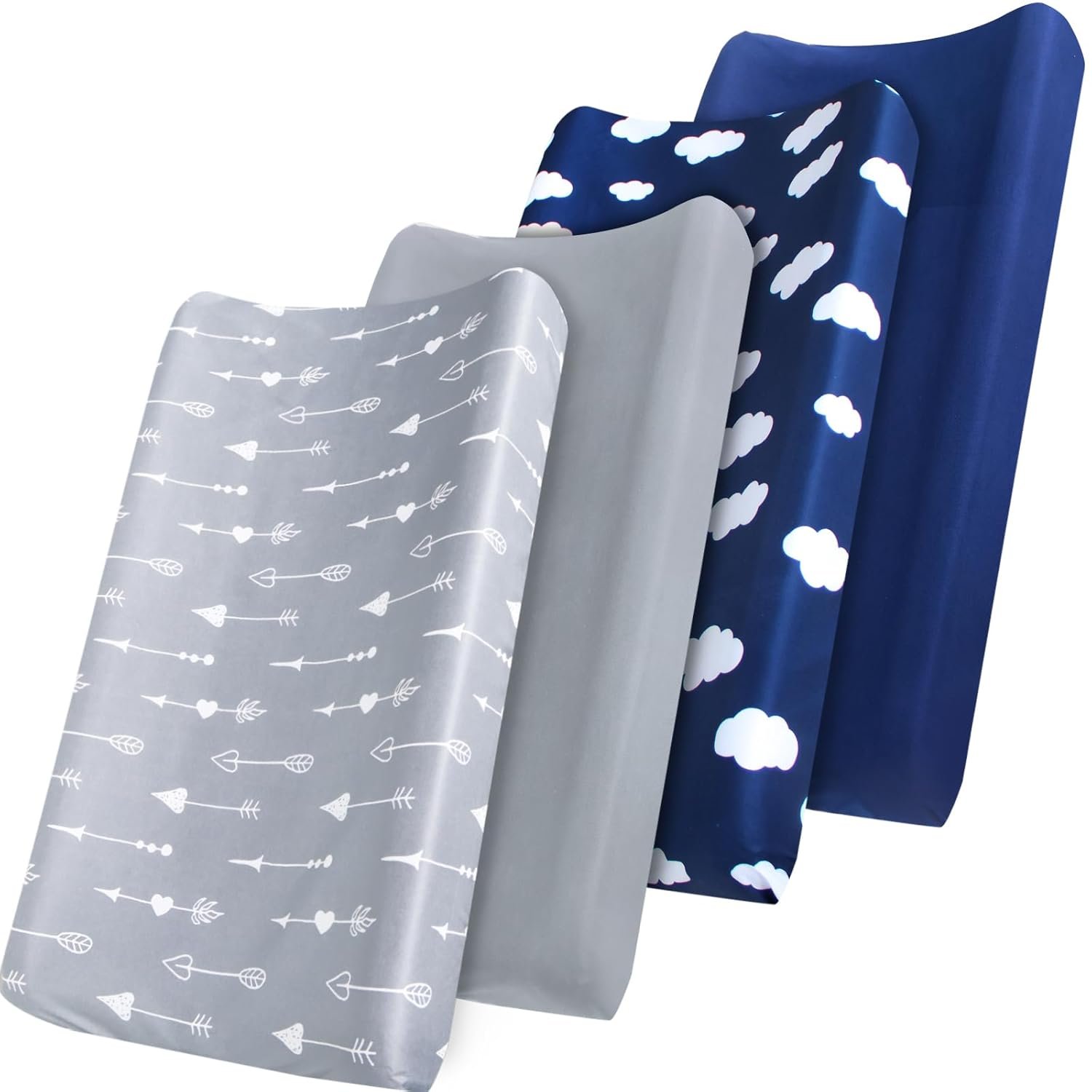 Changing Pad Cover, Diaper Changing Pad Covers 4 Pack, Fitted Baby Changing Table Sheets for 32”×16” Change Table Pad, Cradle & Bassinet Sheets for Boys & Girls, Soft & Breathable