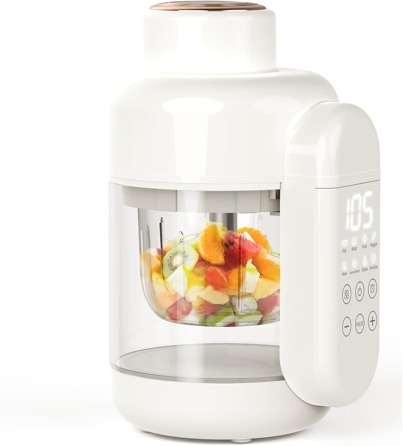 Baby Food Maker Glass Baby Steamer and Blender 10oz Non Plastic Food Processor One Step Puree Maker Glass Food Grinder with 6 Stainless Steel Blades Self Clean, Timer, Recipe