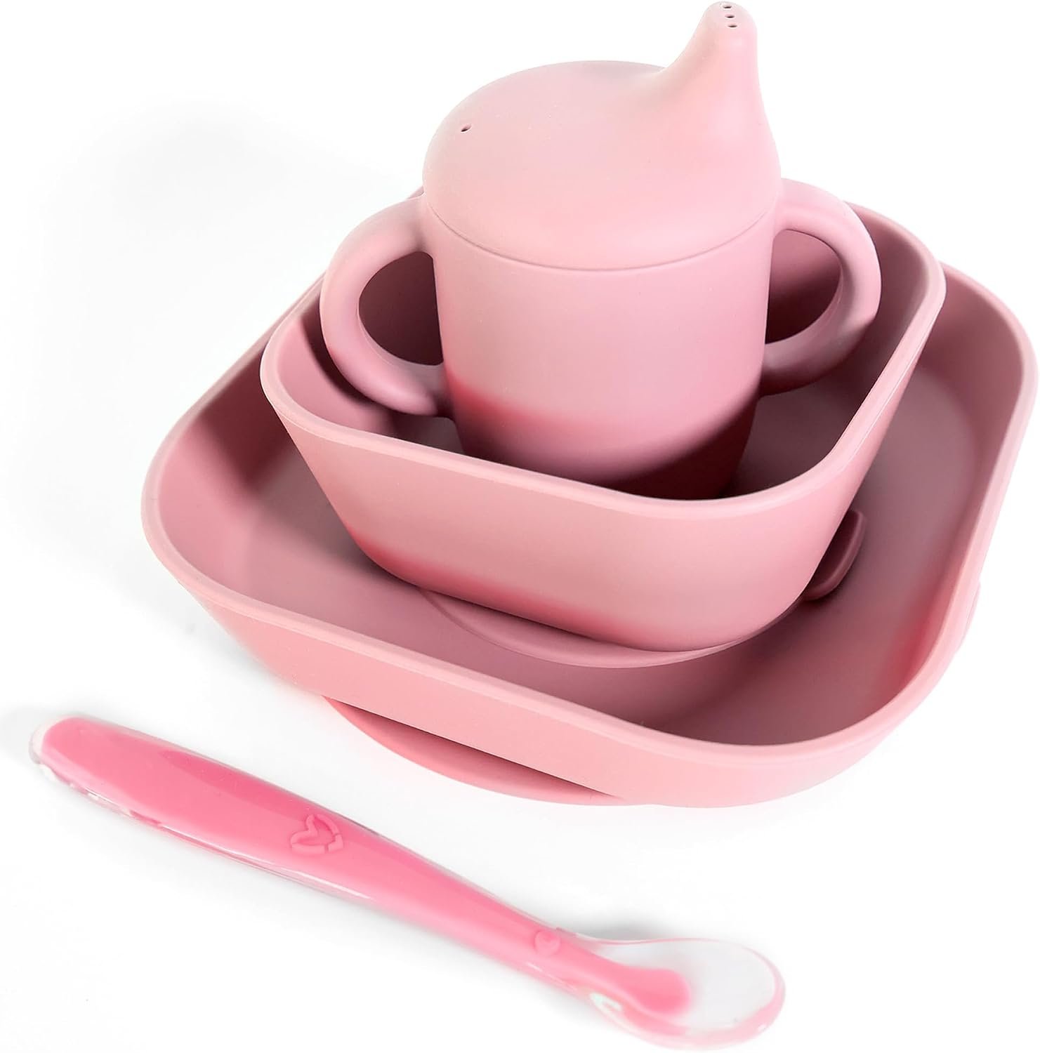 Bluet B – Baby Feeding Set – 4 PCS Silicone Tableware with Suction Plate, Bowl, Cup & Spoon – Extra-Thick Premium Silicone, BPA-Free, Food Grade, Microwave & Dishwasher Safe