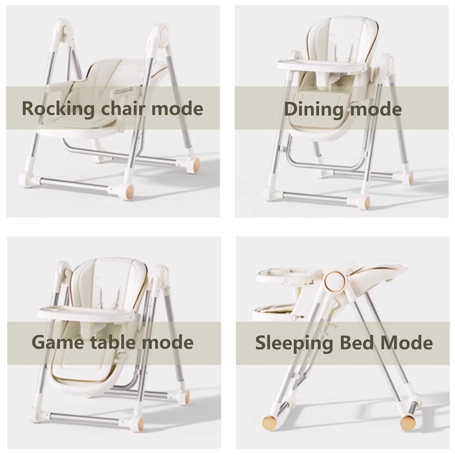 Baby High Chair,Adjustable 2-in-1 Baby High Chair,Portable Highchair for 1+ Years/Detachable PU Cushion/Locking Wheels KKK