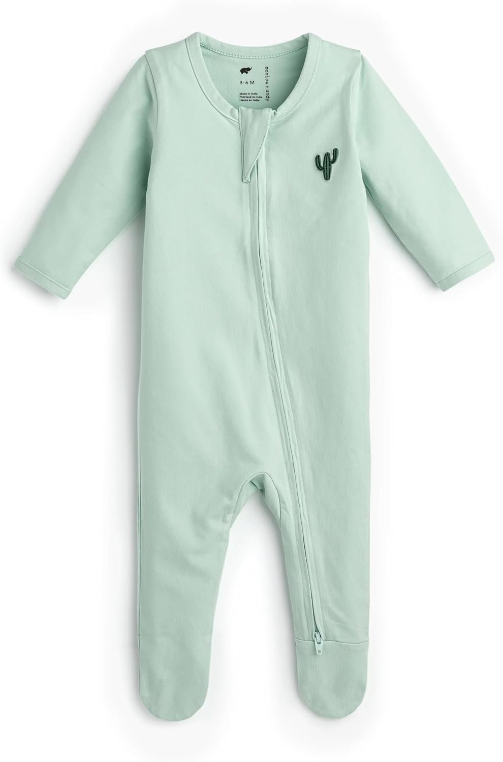 monica + andy Double Zipper One Piece, 100% Organic Baby Clothes for Girls & Boys, Unisex, Preemie, Newborn & Infant Sizes