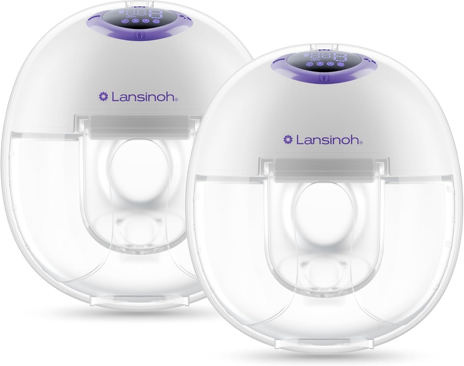 Lansinoh Discreet Duo Wearable Breast Pump, Hands Free Breast Pump, 4 Pumping Modes, 9 Levels Hospital Strength Suction, LED Display, Leak-Resistant Design, 2 Breast Flange Sizes Included: 24mm & 21mm