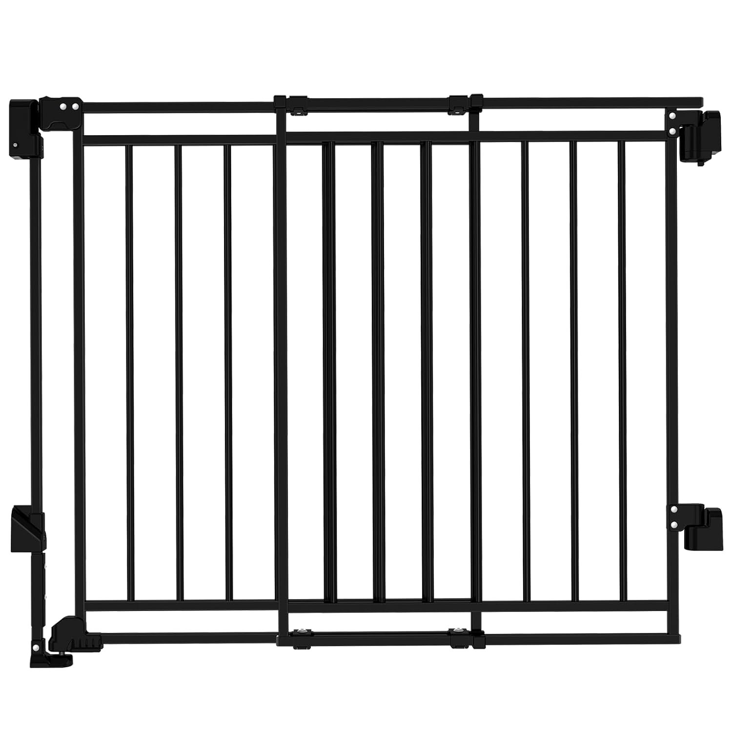 Baby Gate for Stairs & Doorways – Fits Openings 26 to 43 Inches Wide (Must Drill to Install) | 29″ Extra Tall with No Bottom Bar | One-Handed Auto-Close Walk-Thru Gate for Kids & Pets, Black