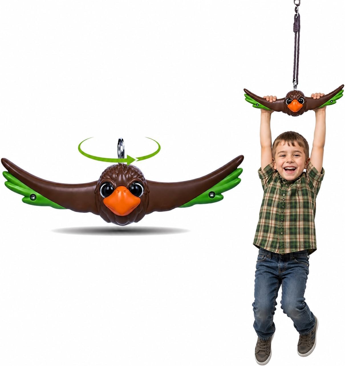Swurfer Ninja Twister Swing Spins Set – 360° Twist Spin Toy, Swing Set Accessories for Backyard, Kids Outdoor Toys, Playground Hang Toys, Easy Install, Adjust Height, Durable, Up to 300lbs, Hawk