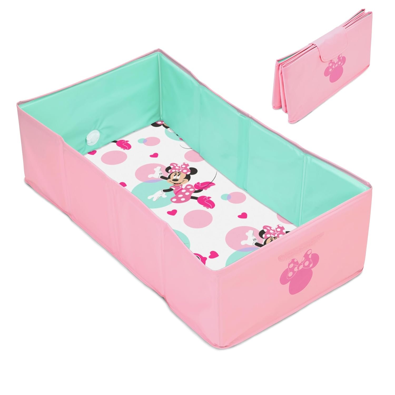 Disney Baby Minnie Mouse Tuckaway Toddler Folding Tub, Converts Shower to Bathtub, Folds to Store, Easy to Clean, Portable Baby Bathtub for Travel, 12M-5Y
