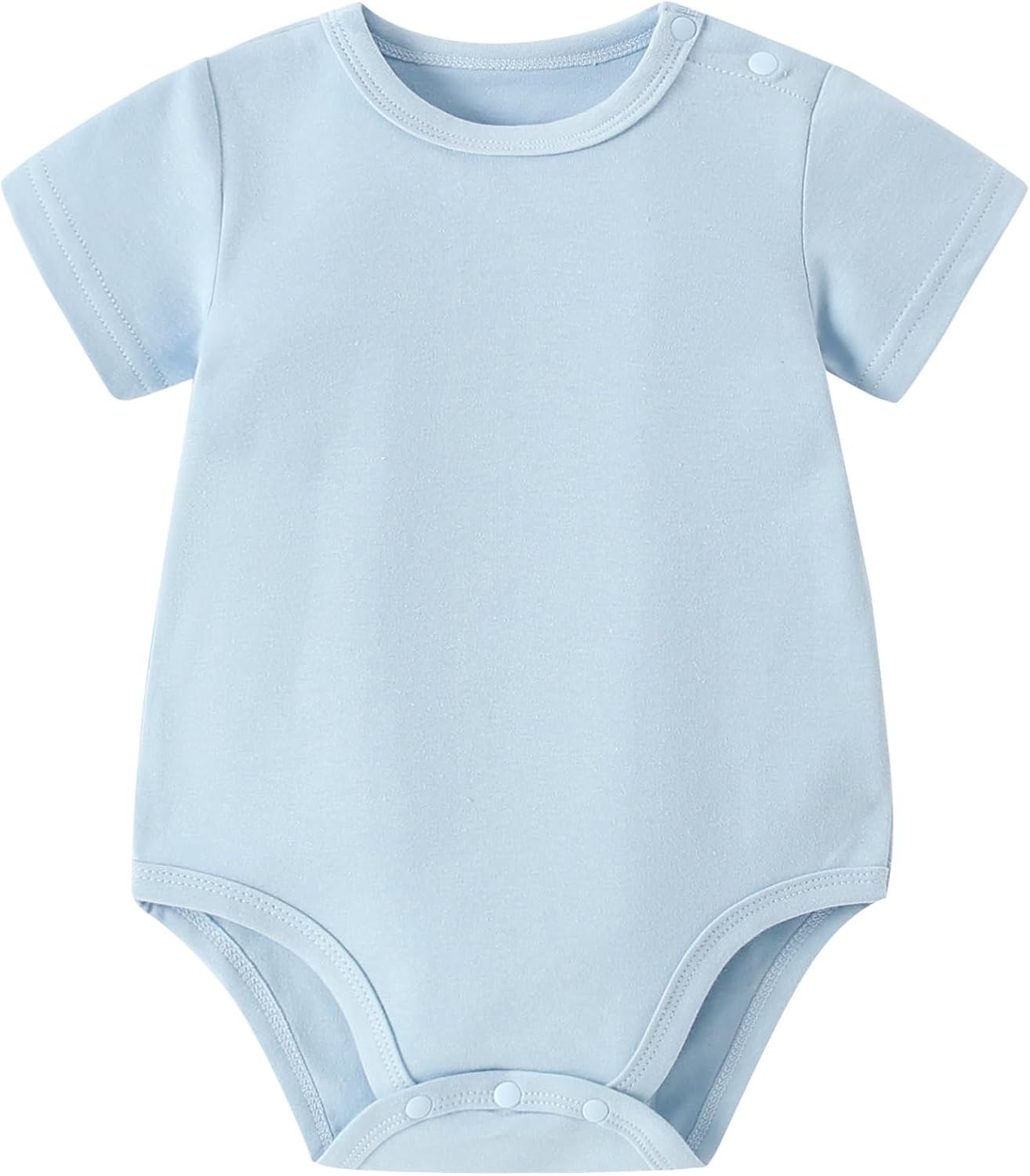 AMIYAN Unisex-Baby Short Sleeve Bodysuits Soft Solid Bodysuit for Newborn Cotton One-piece Boy Girl Summer Clothes 0-24M