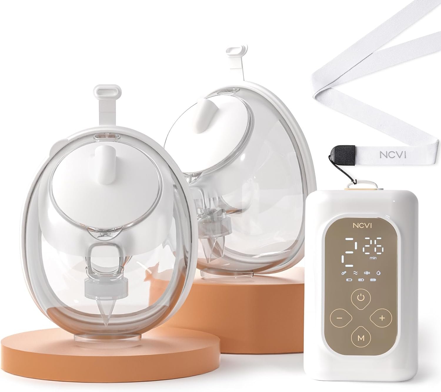 NCVI Ultra-Lightweight Wearable Breastfeeding Pump, Hands-Free Portable Electric Breast Pump with Hospital Grade Suction&Leakproof Milk Cups, 4 Modes 9 Levels, 21/24mm Flanges Fit 17–23mm Nipples