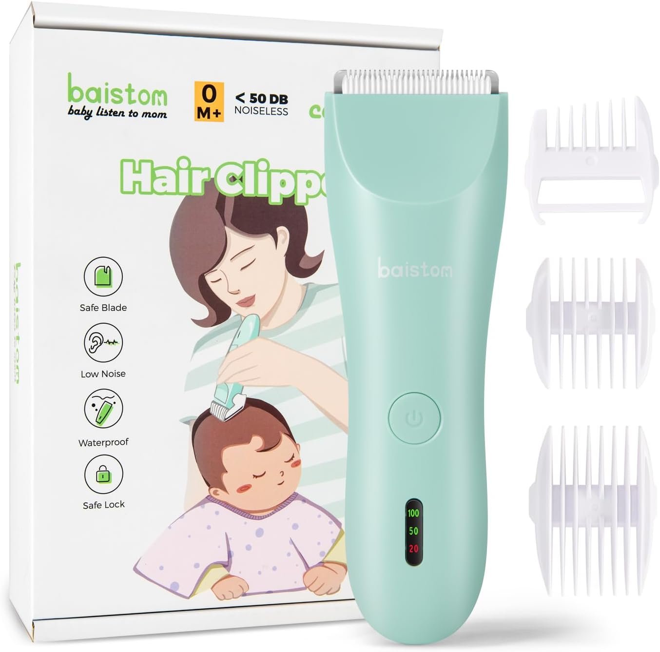 Quiet Baby Hair Clippers for 0–12Y with Hair Cutting Kit | 2-Mode Suitable for Infant Toddler & Kids, Rechargeable & Cordless, Upgraded Battery Capacity, Waterproof